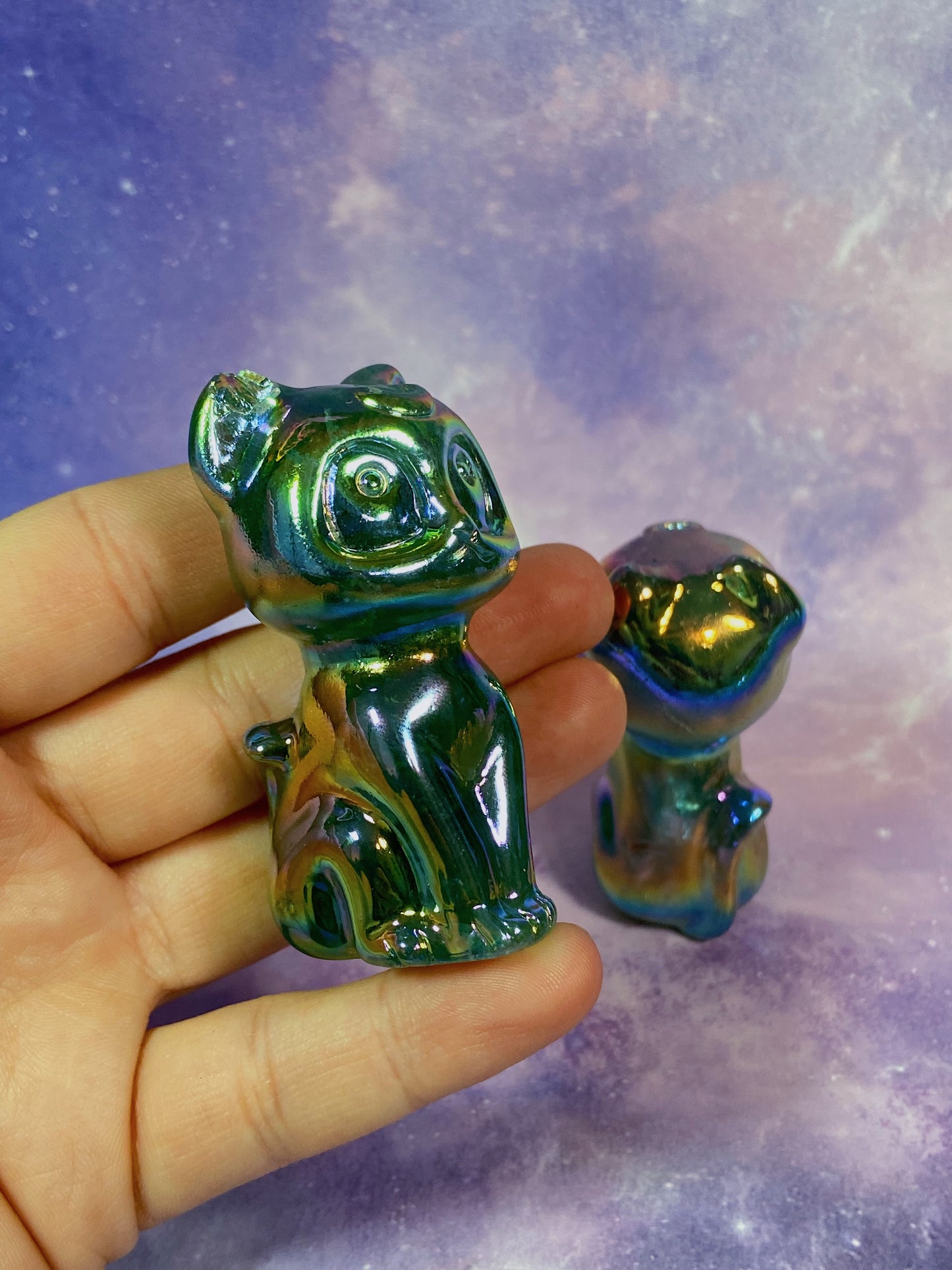 Aura Green Fluorite Luna Cat