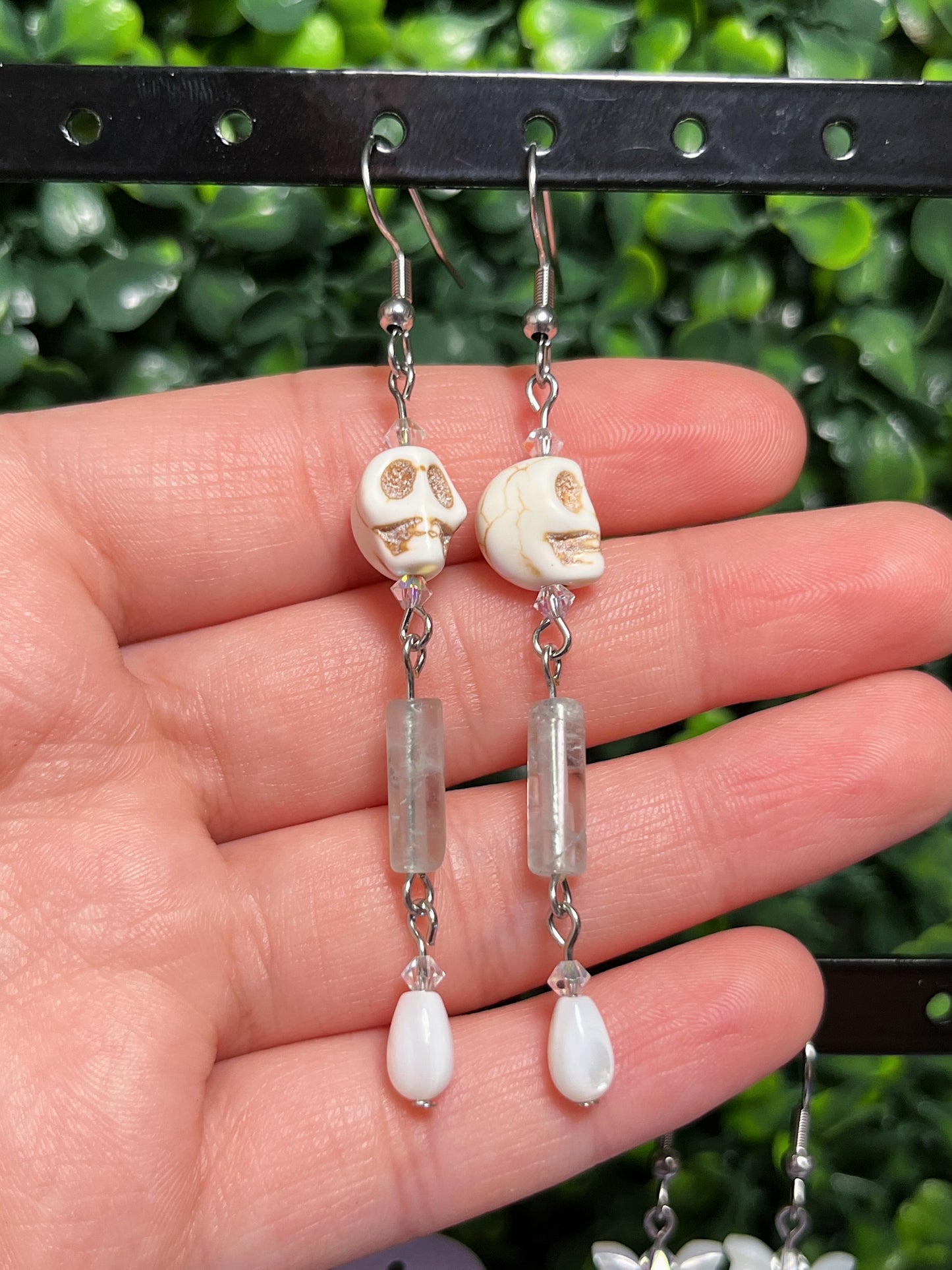 Fluorite & Skull Earrings