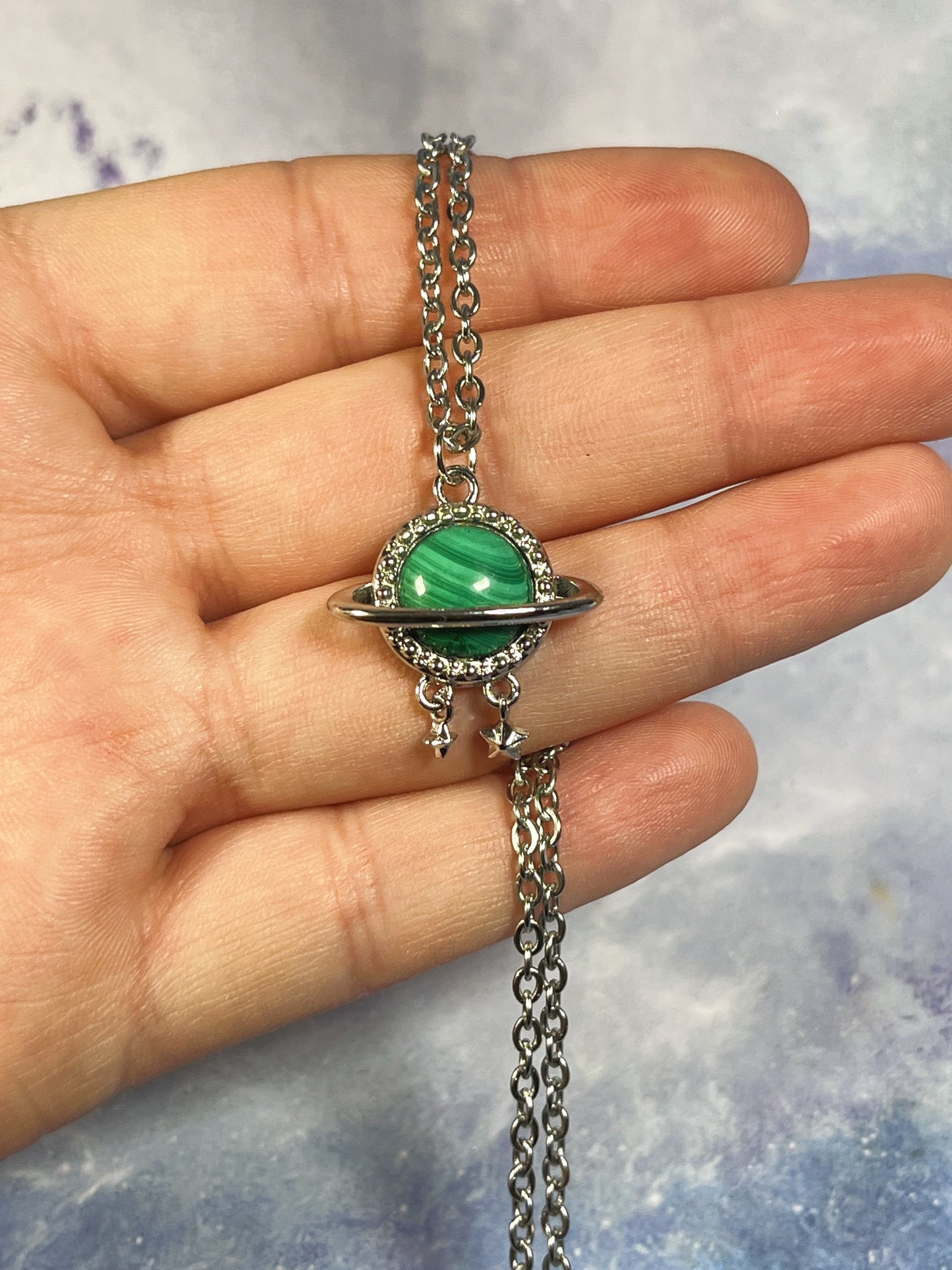 Malachite Planet Necklace