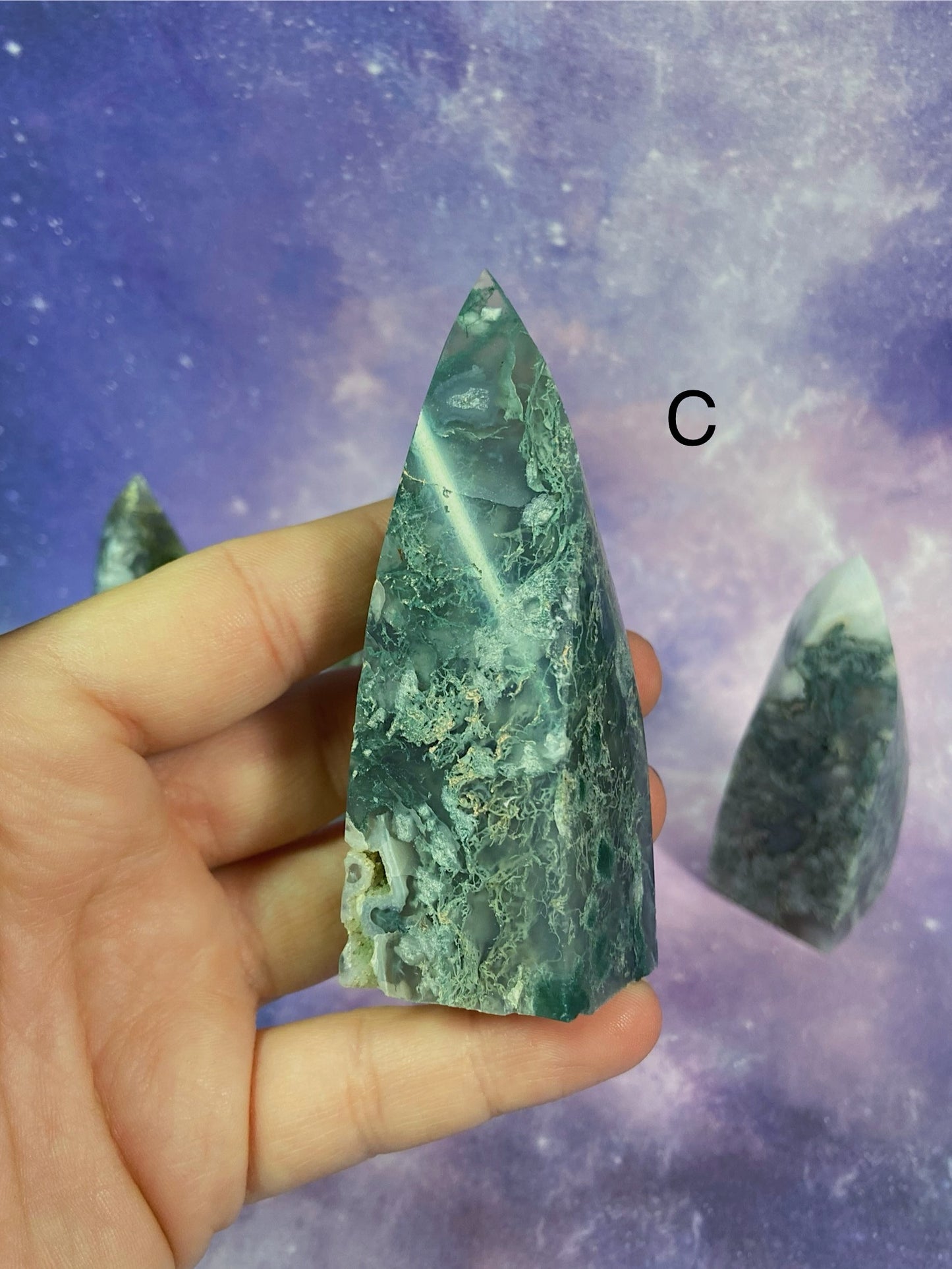 Moss Agate Flame Tower