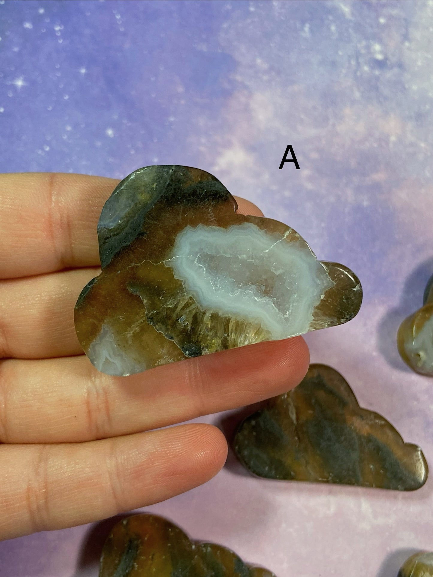 Moss Agate in Fluorite Cloud Carving