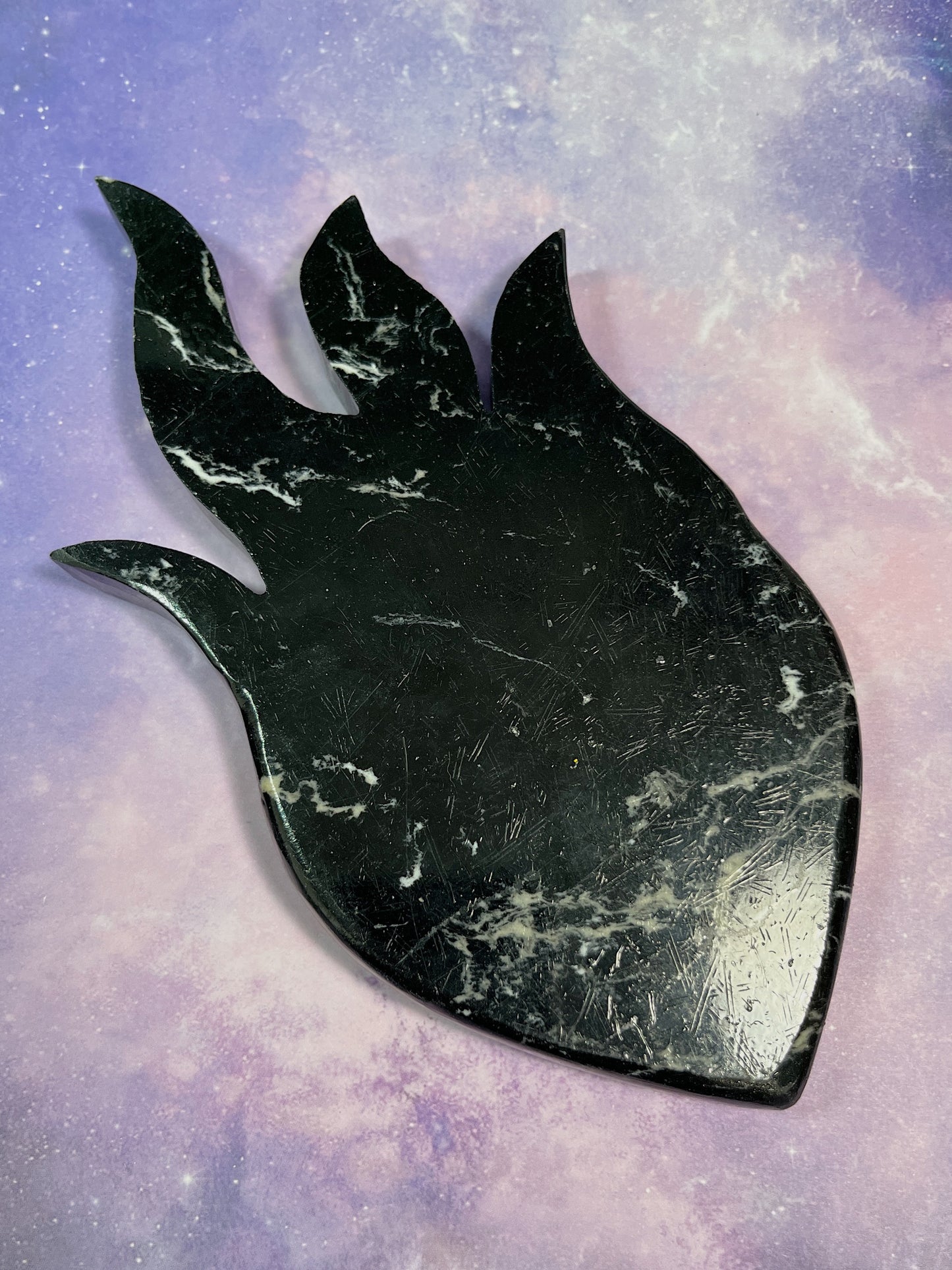 Black Jasper Flaming Heart Dish
