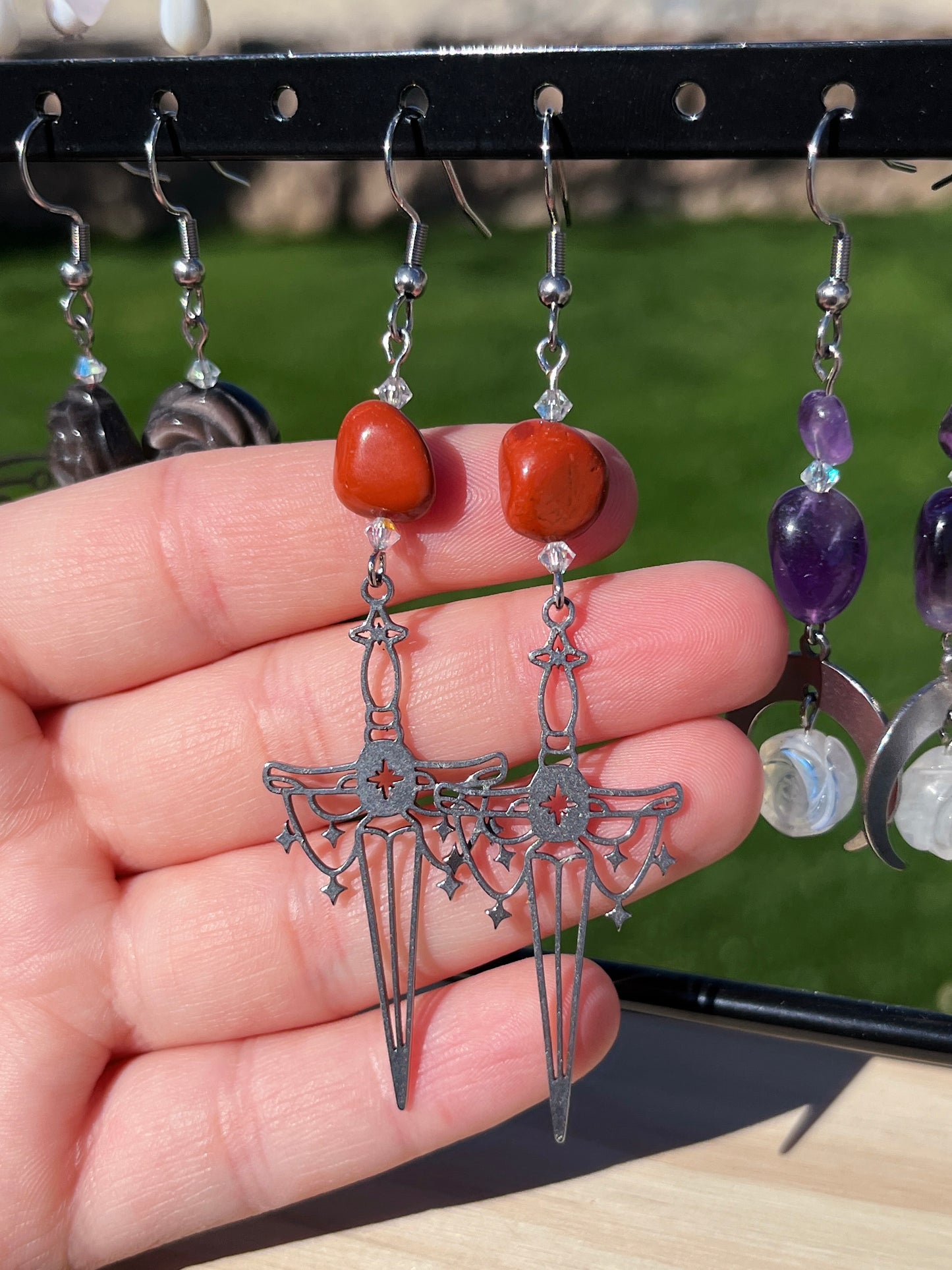 Red Jasper Dagger Earrings