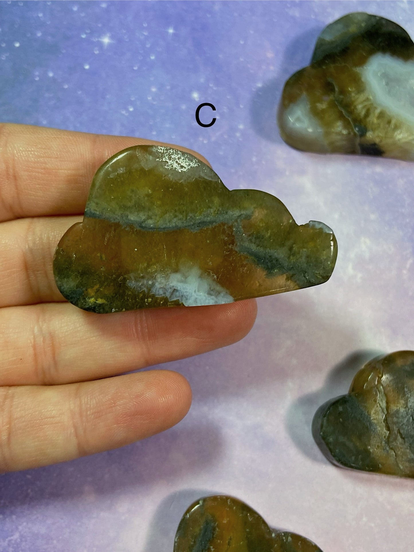 Moss Agate in Fluorite Cloud Carving