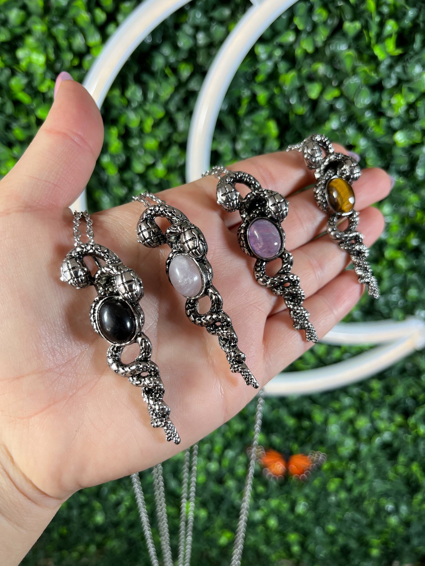 Gemstone Snake Necklace
