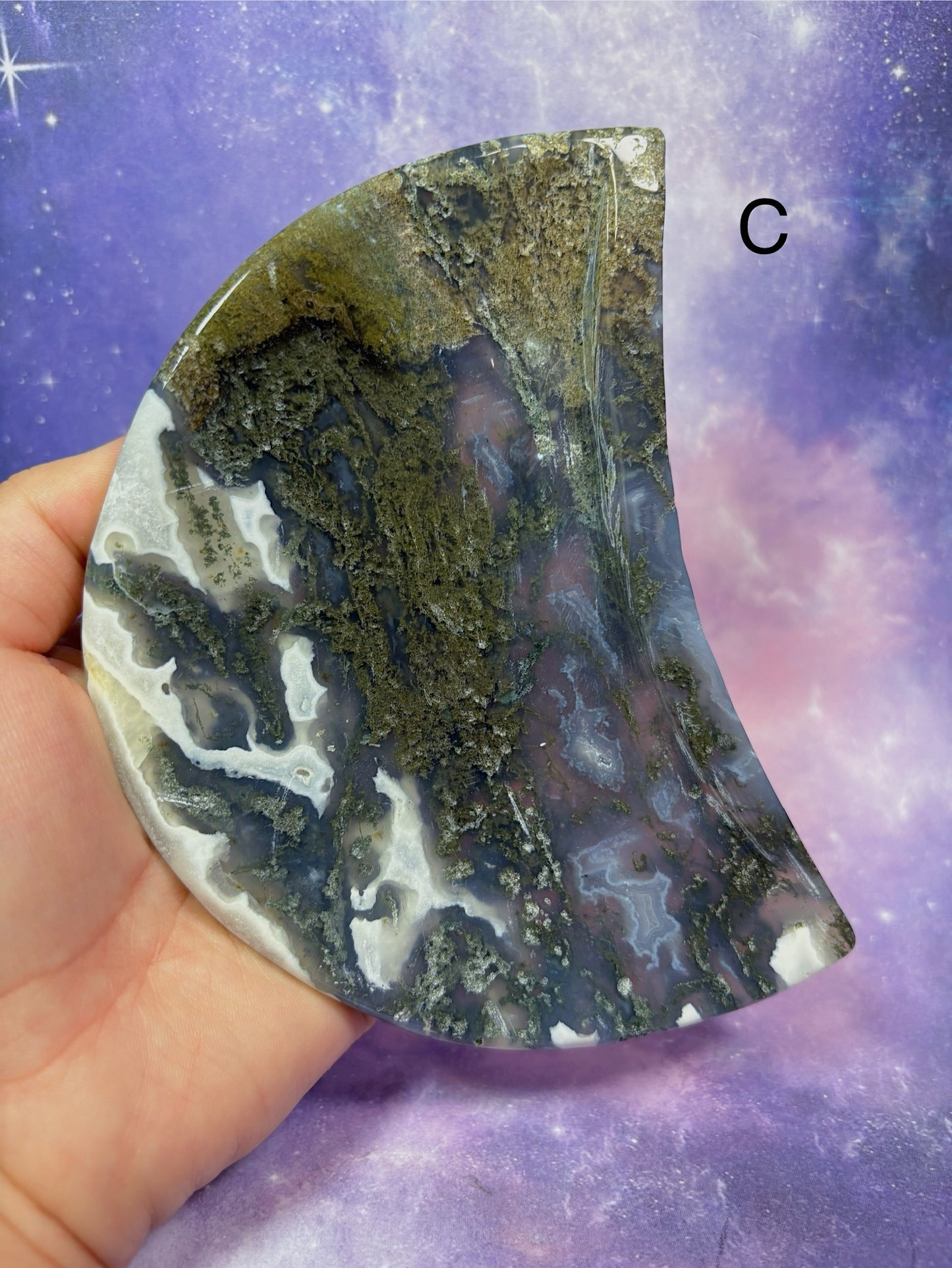 Moss Agate Moon Dish