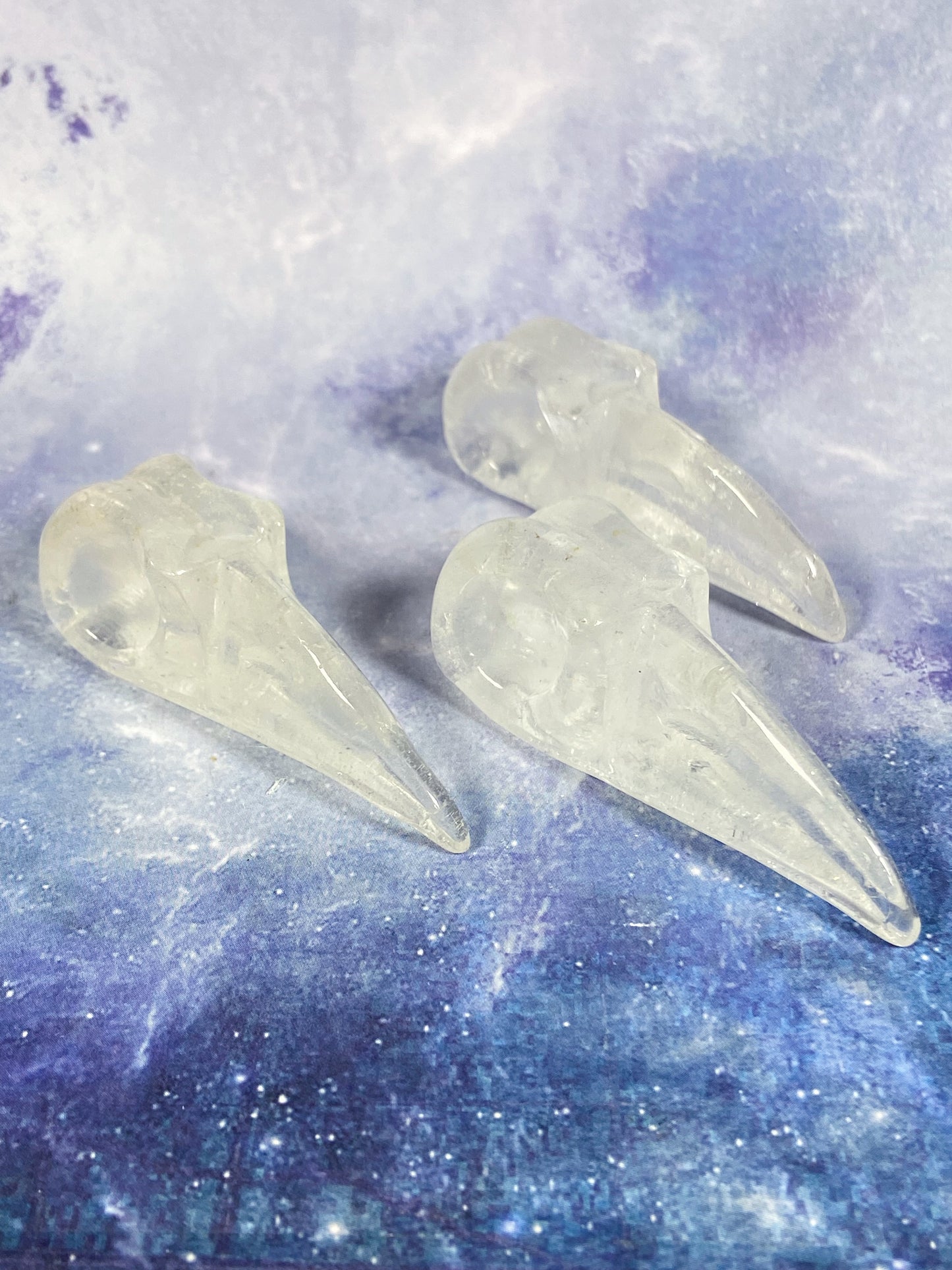 Clear Quartz Raven Skull