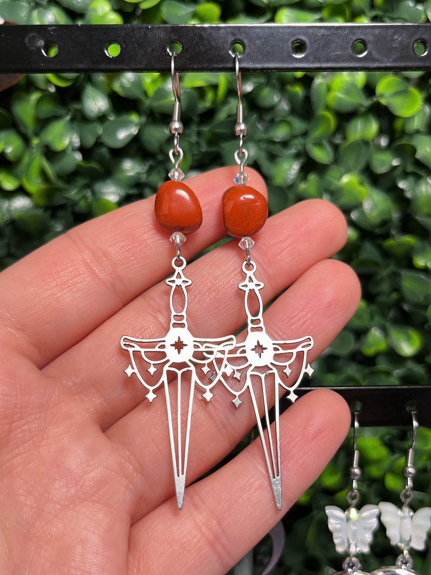 Red Jasper Dagger Earrings