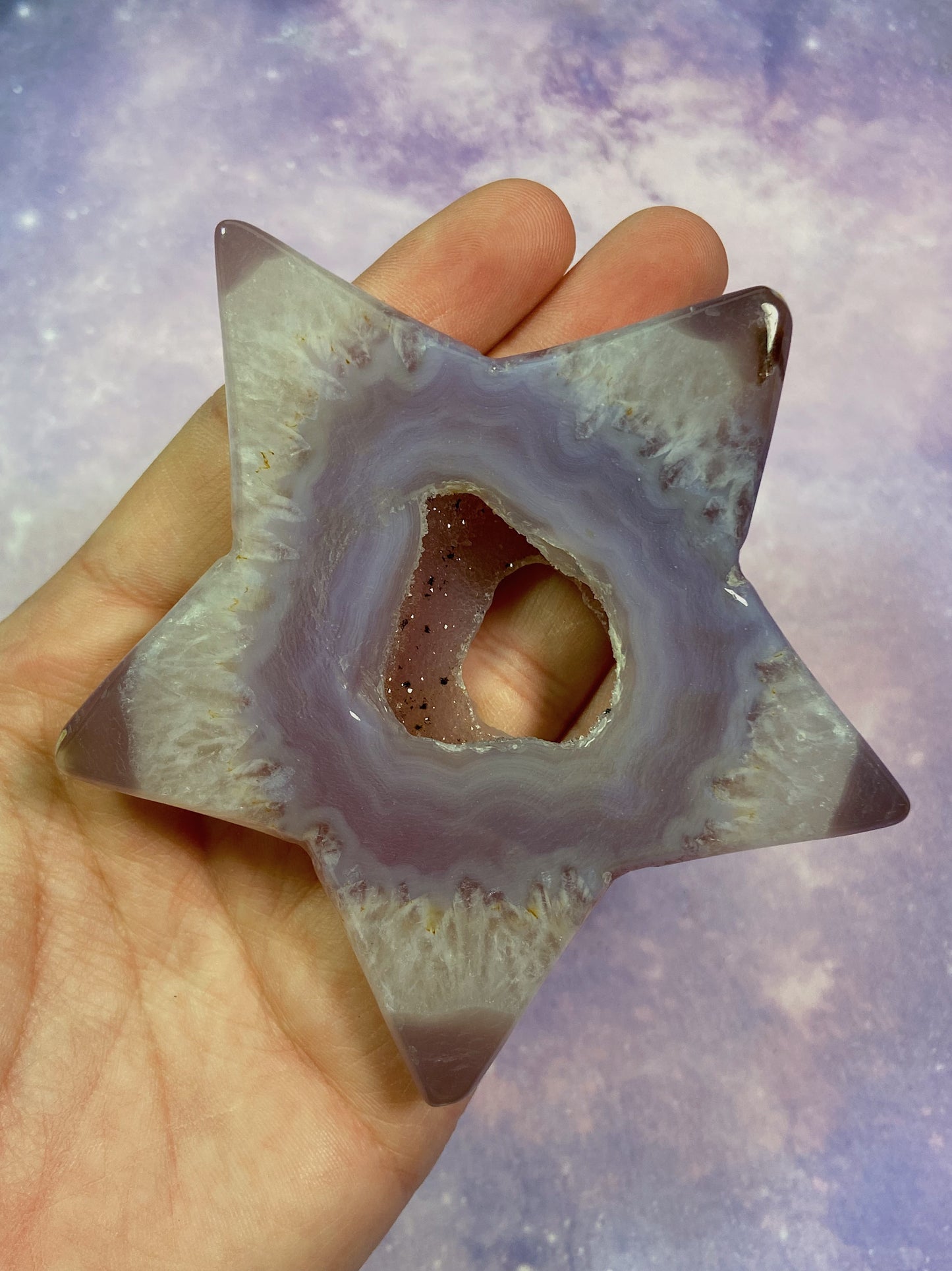 Dyed Pink Agate Druzy Star