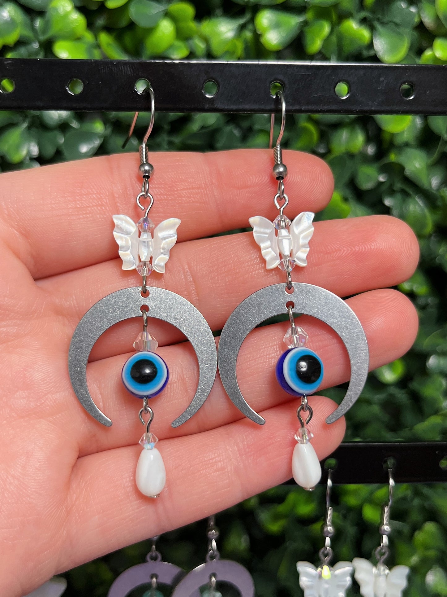 Shell Butterfly & Evil Eye Protection Earrings