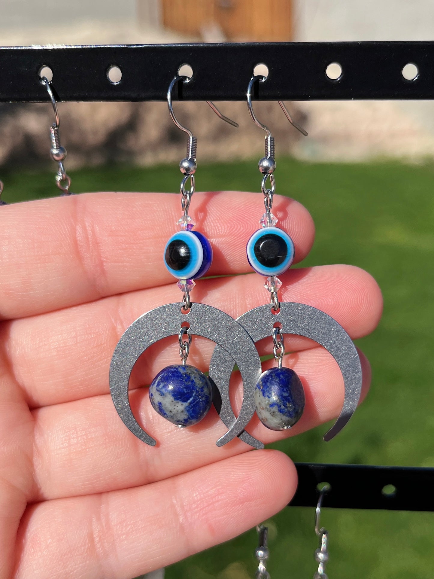Lapis Lazuli & Evil Eye protection Earrings