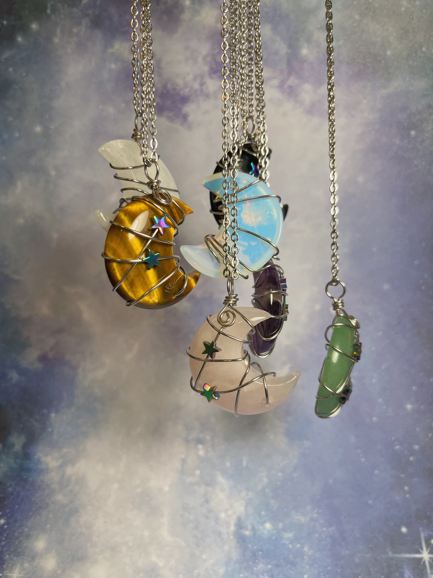 Gemstone Moon Necklace