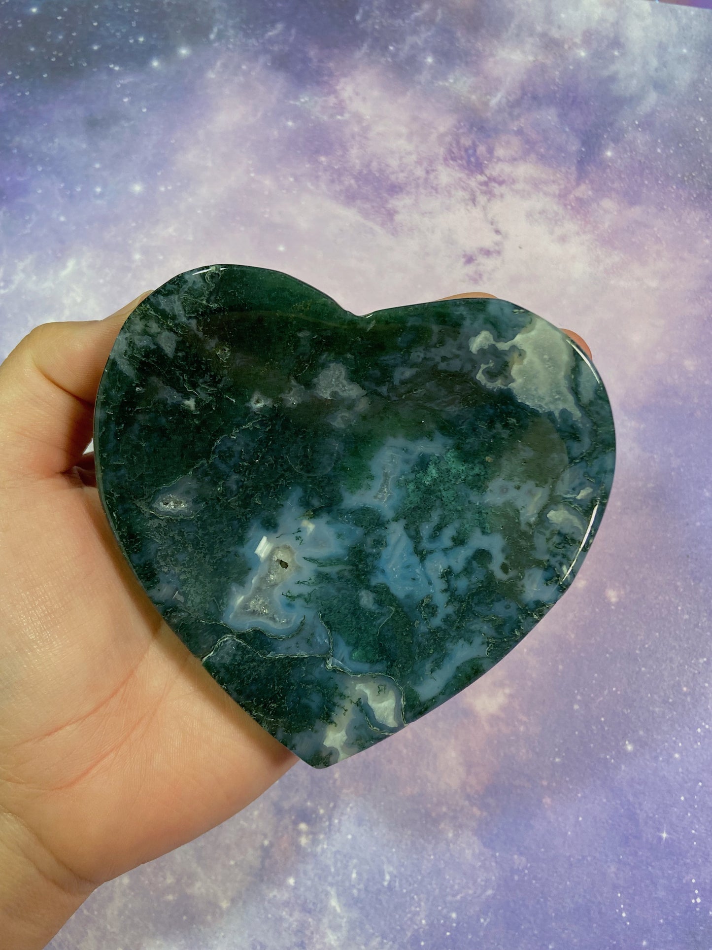 Moss Agate Heart Dish A
