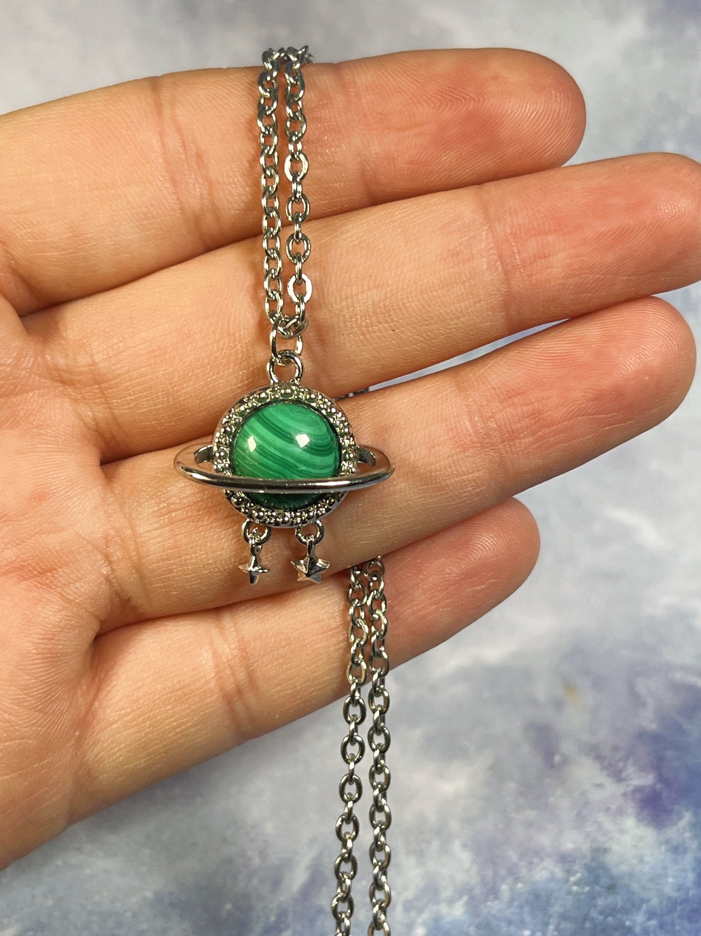 Malachite Planet Necklace