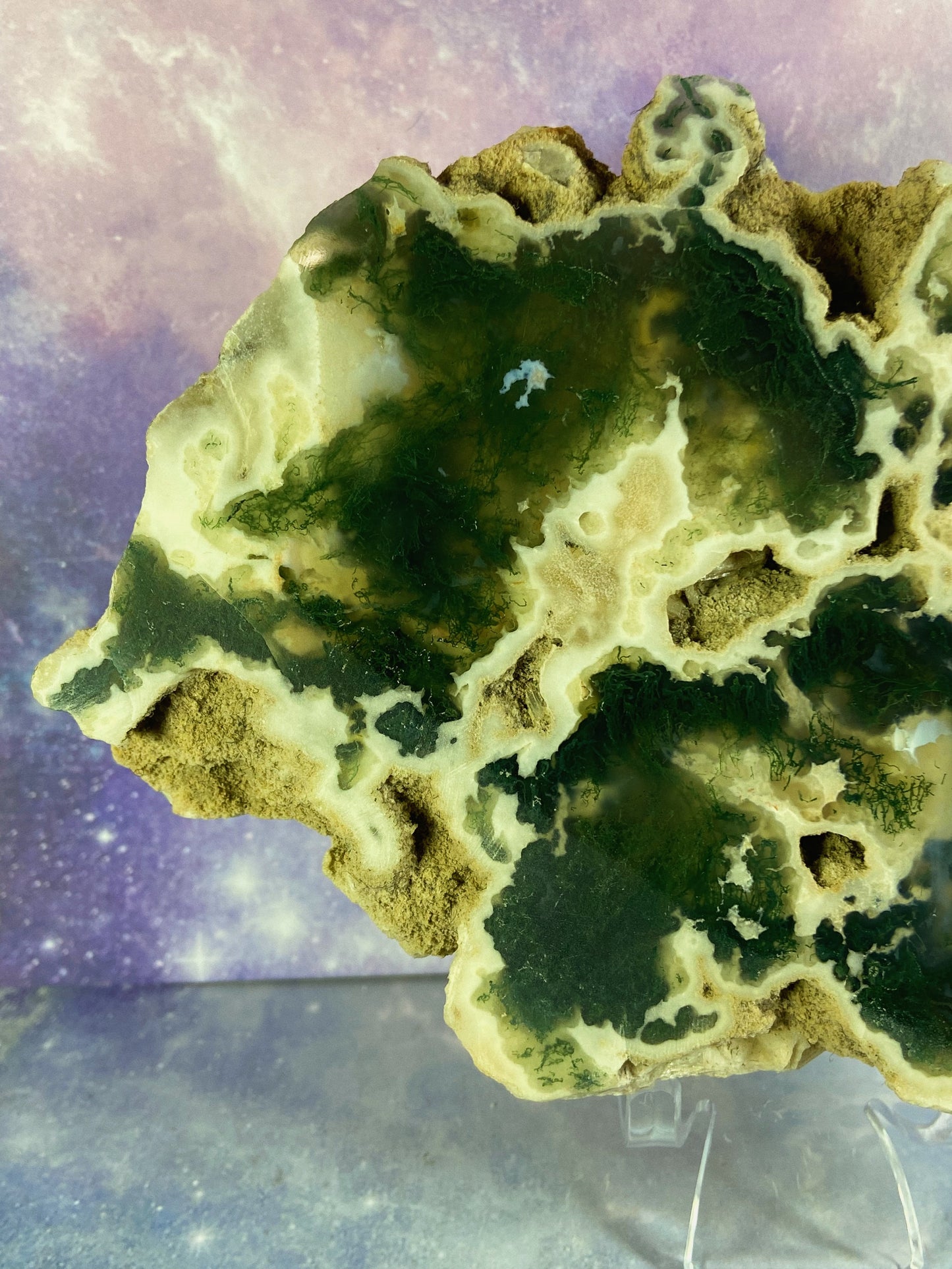 Moss Agate Geode Slice