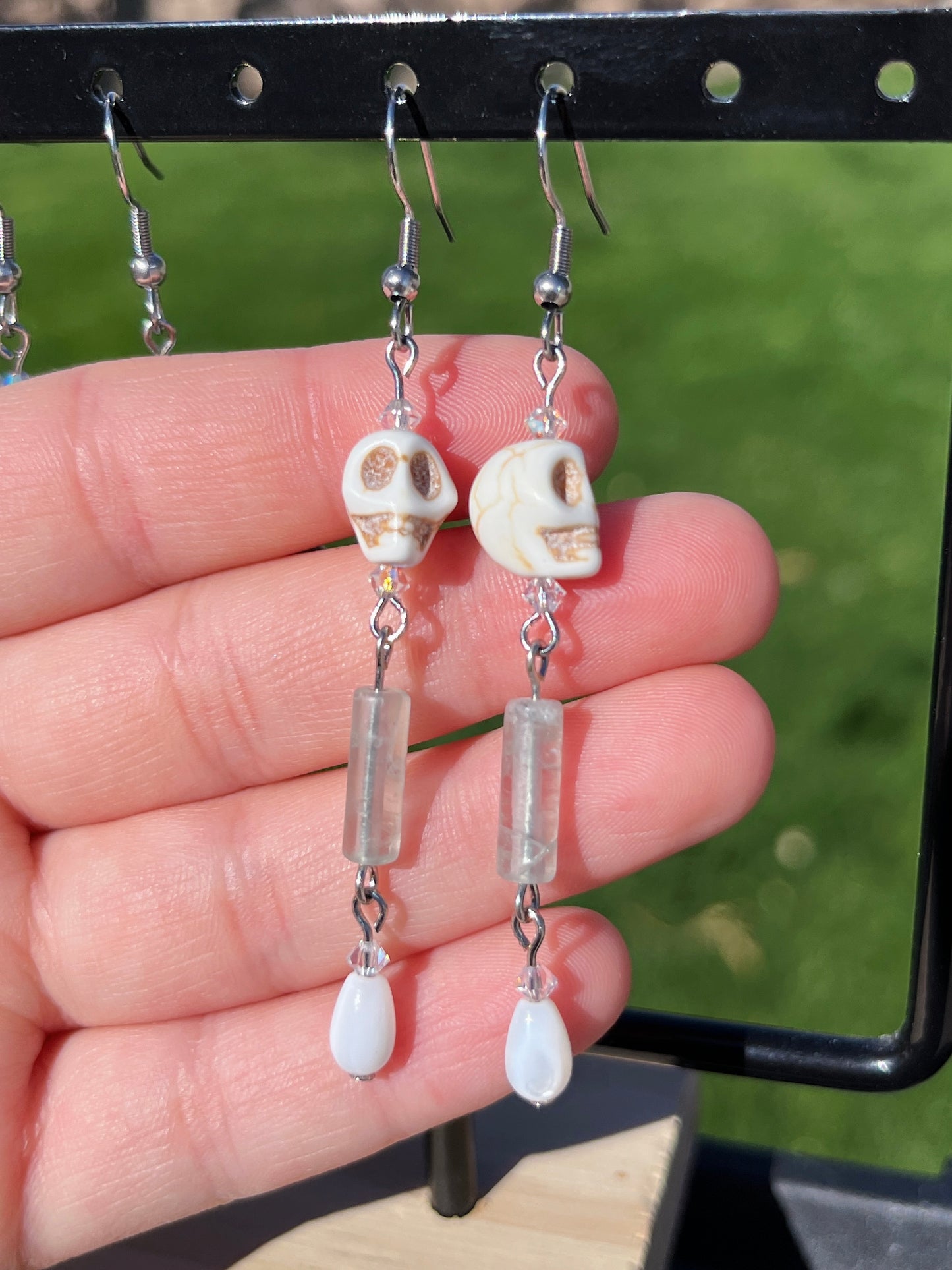 Fluorite & Skull Earrings