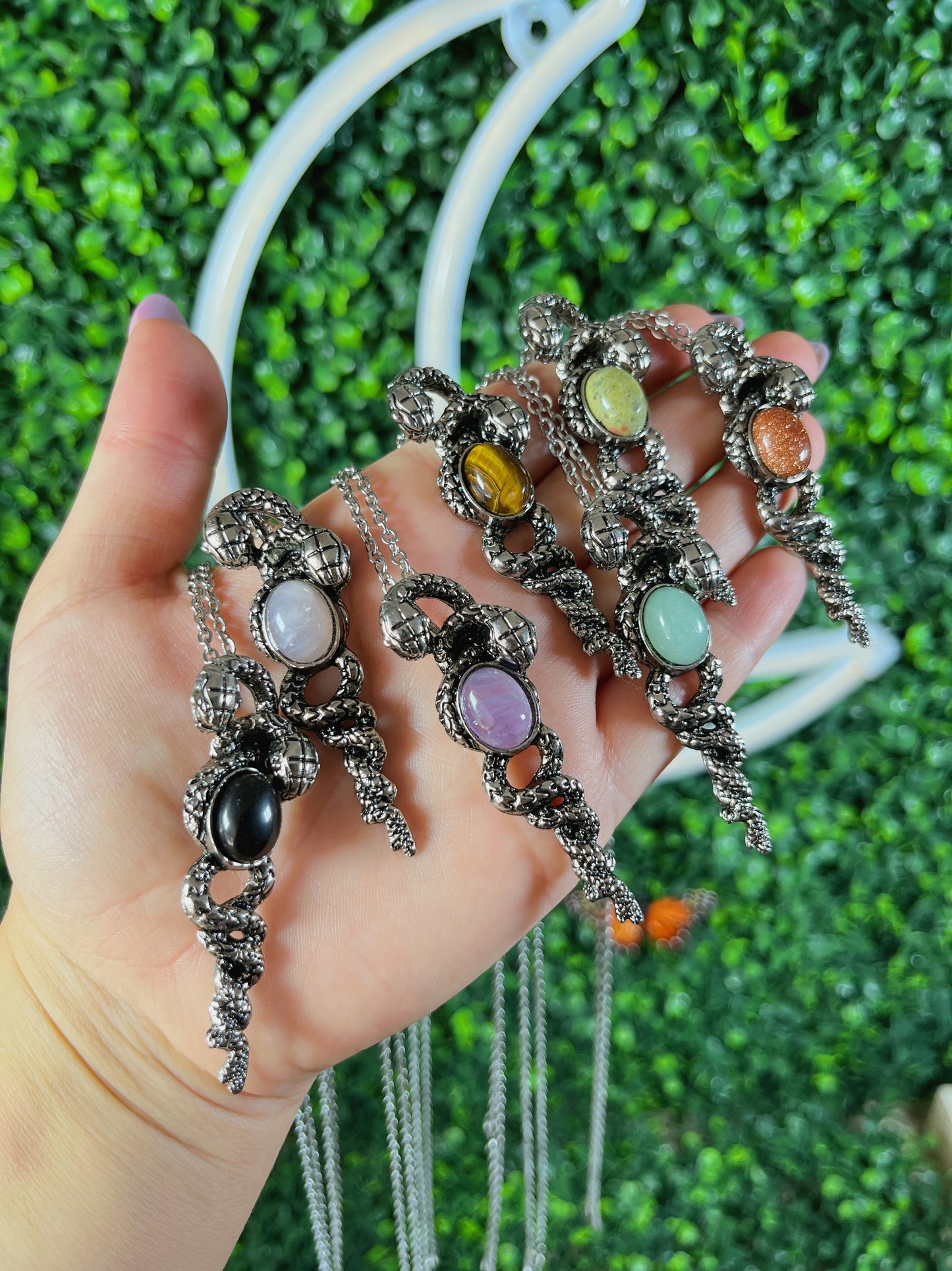 Gemstone Snake Necklace