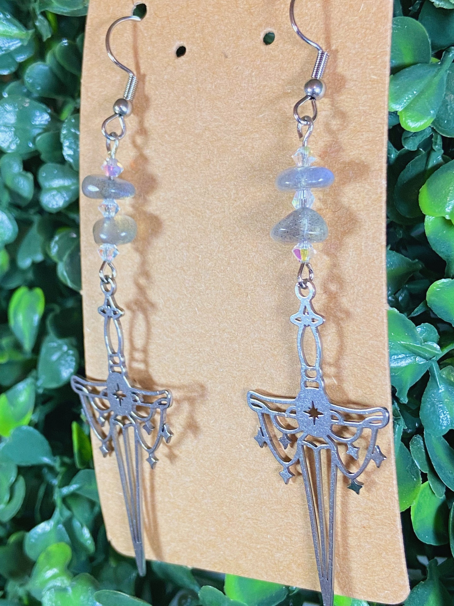 Labradorite Dagger Earrings