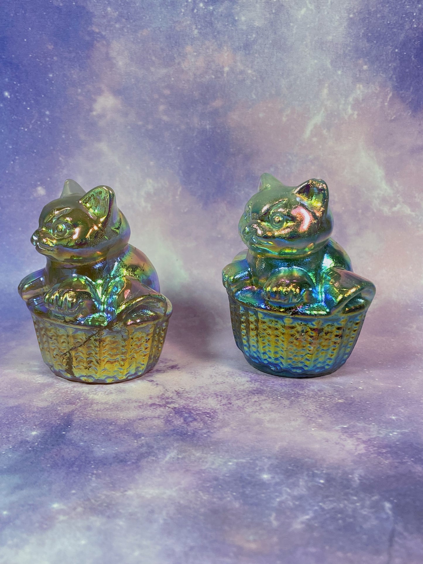 Aura Fluorite Kitty in Basket