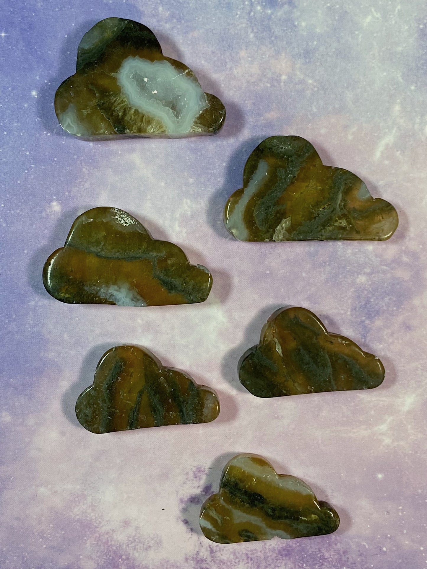 Moss Agate in Fluorite Cloud Carving