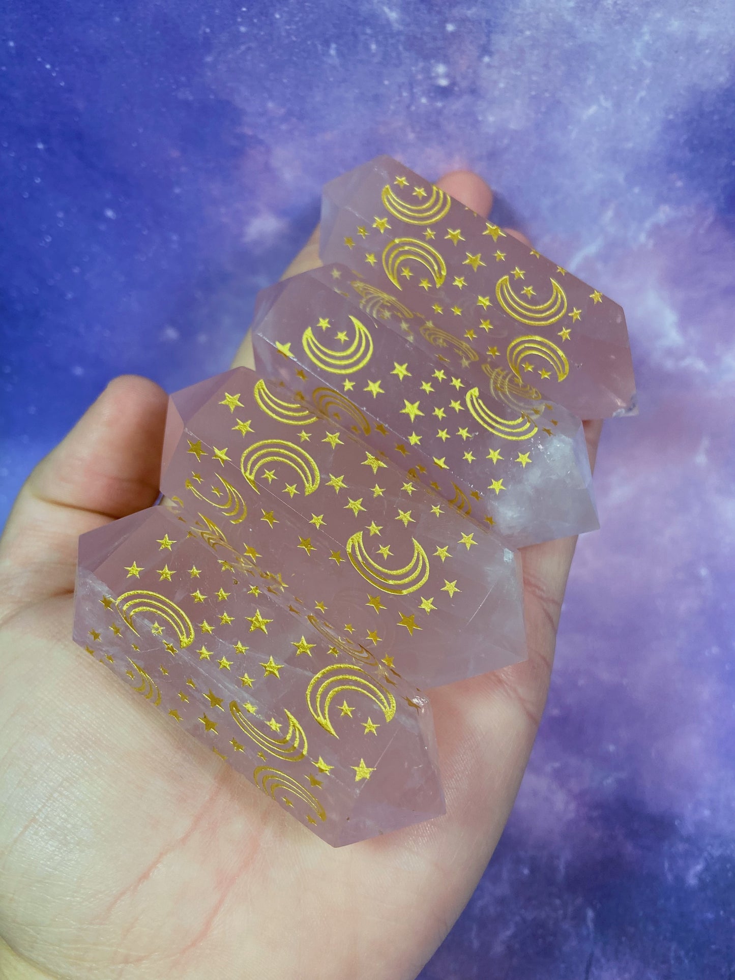 Moon and Star Rose Quartz DT