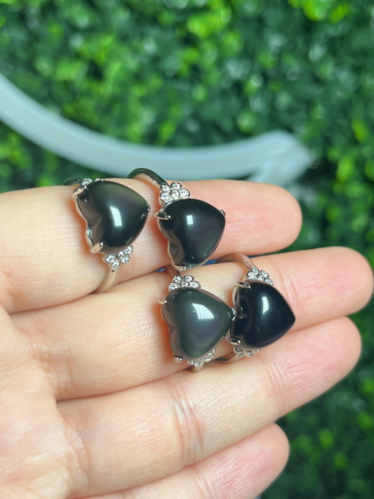 Rainbow Obsidian Heart Ring