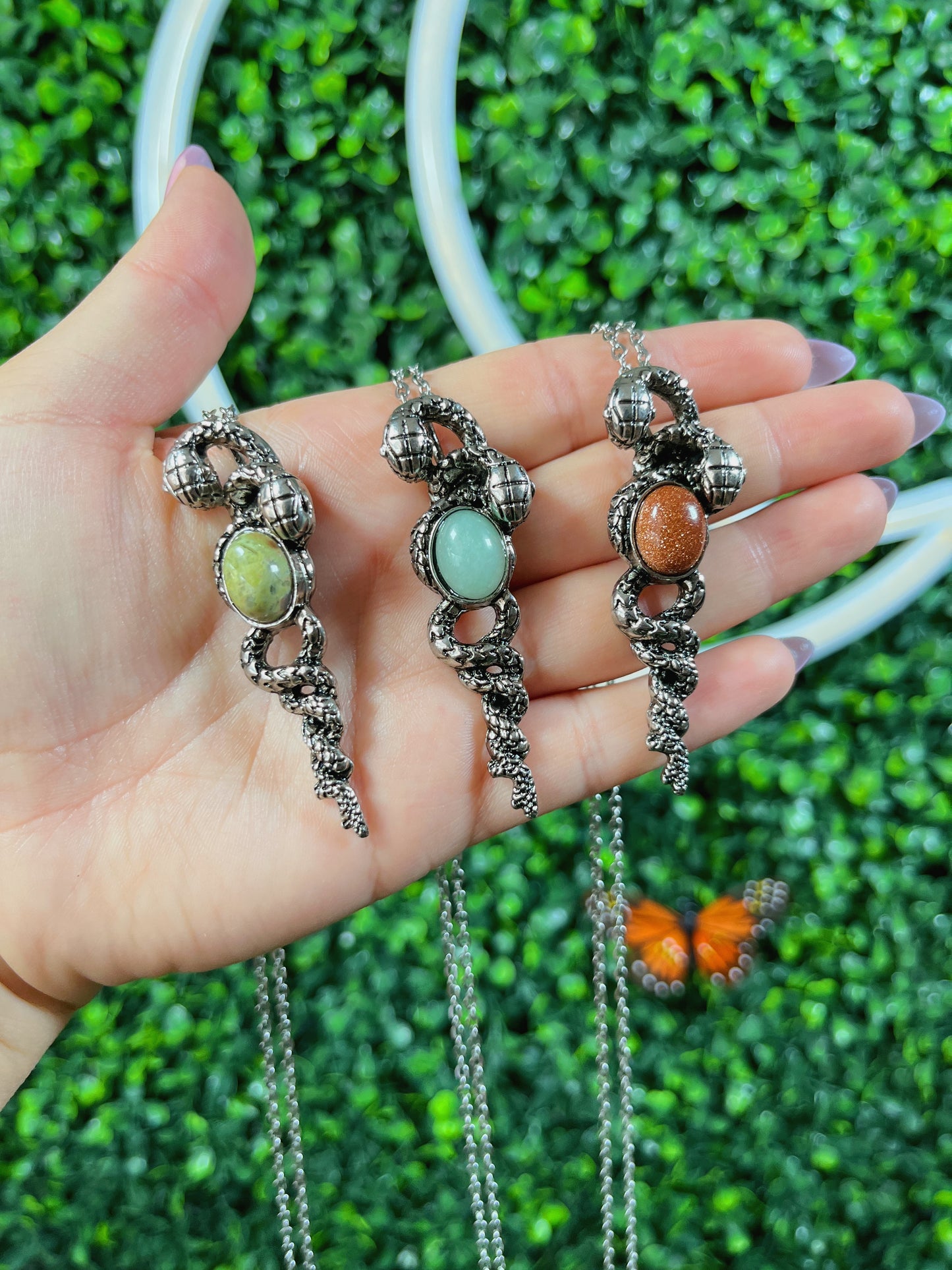 Gemstone Snake Necklace