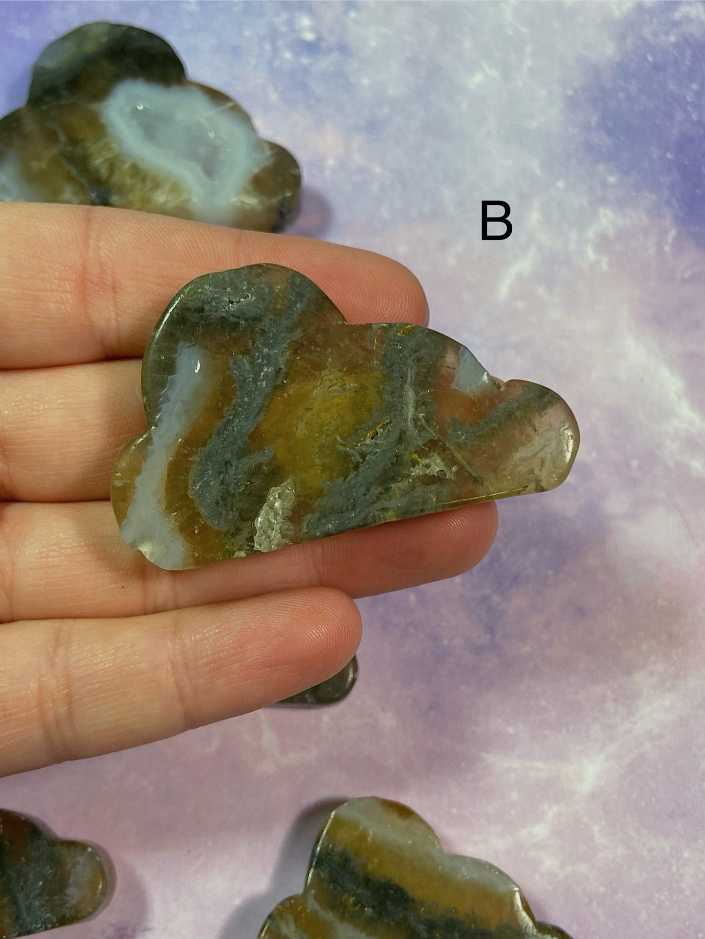 Moss Agate in Fluorite Cloud Carving