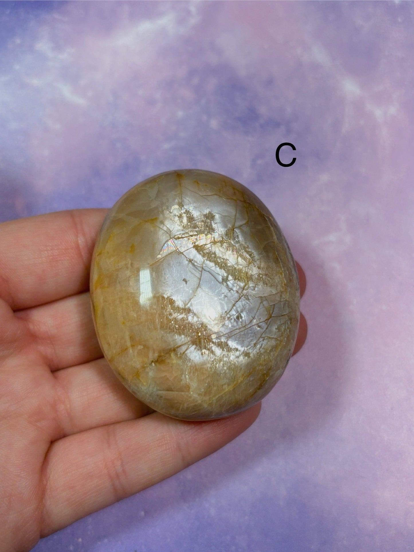 Peach Moonstone Palm Stones