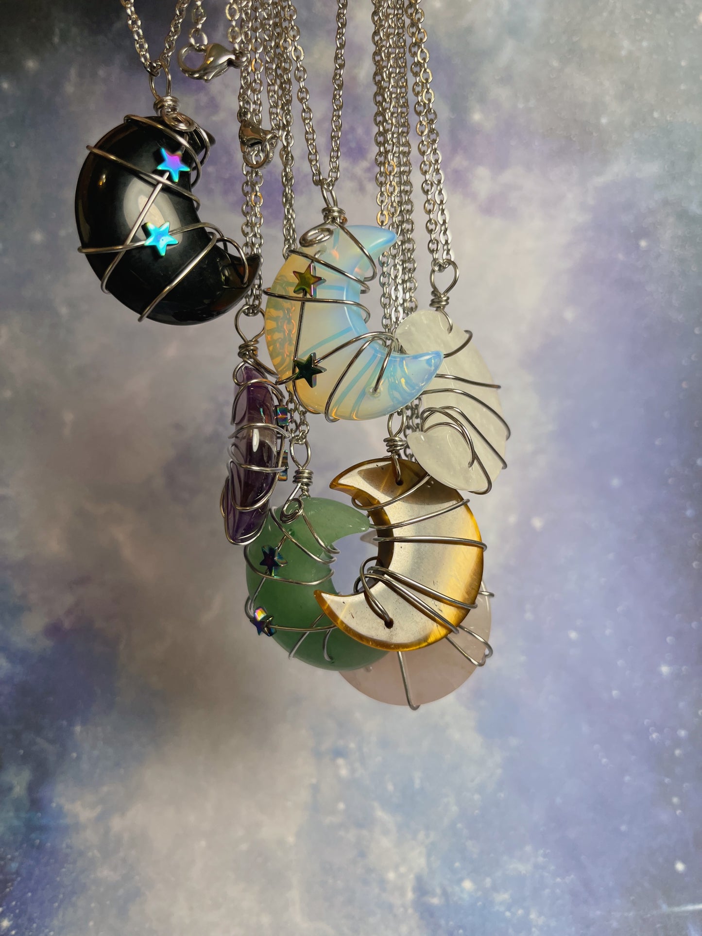 Gemstone Moon Necklace