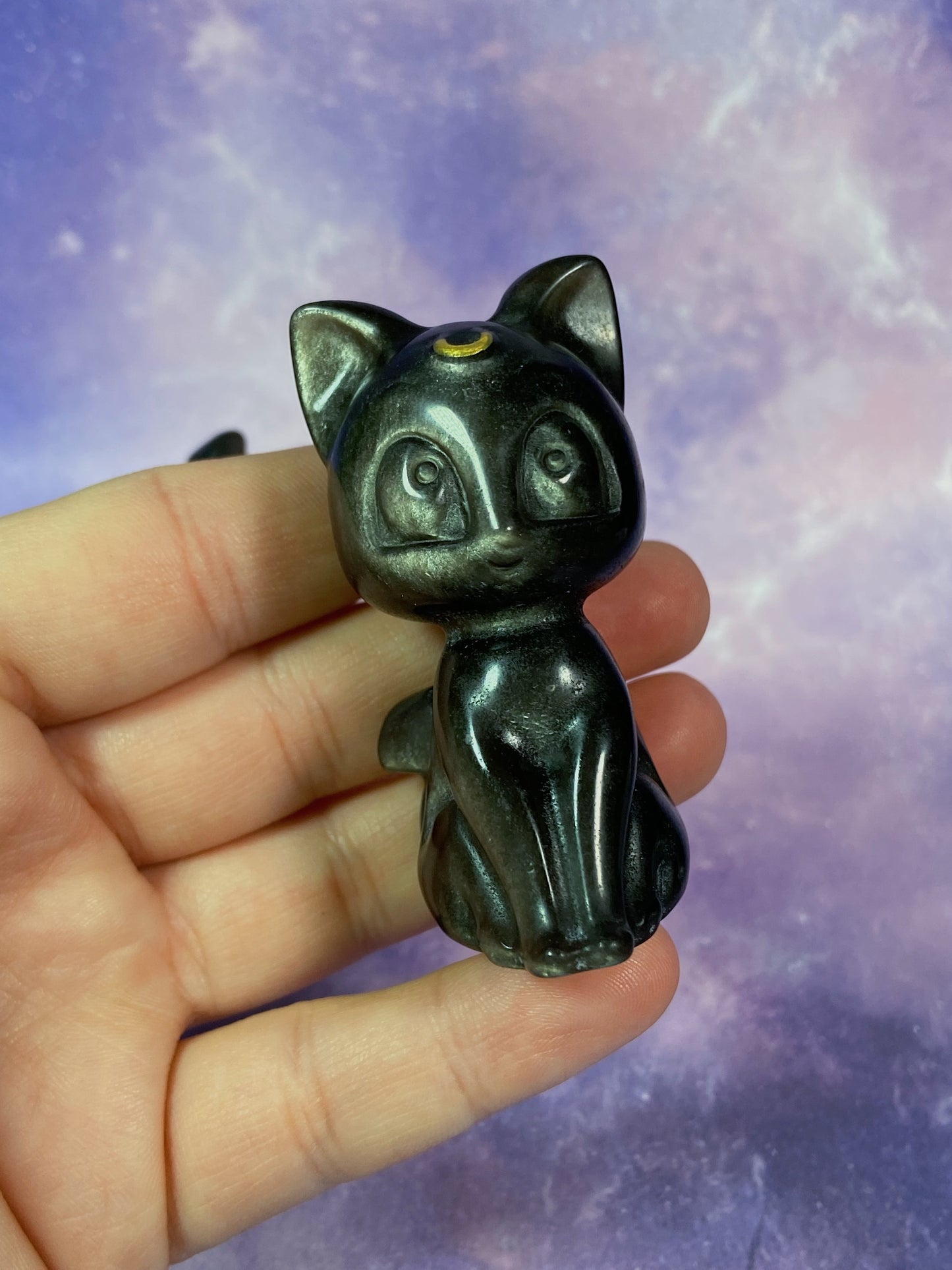 Silver Obsidian Luna Cat