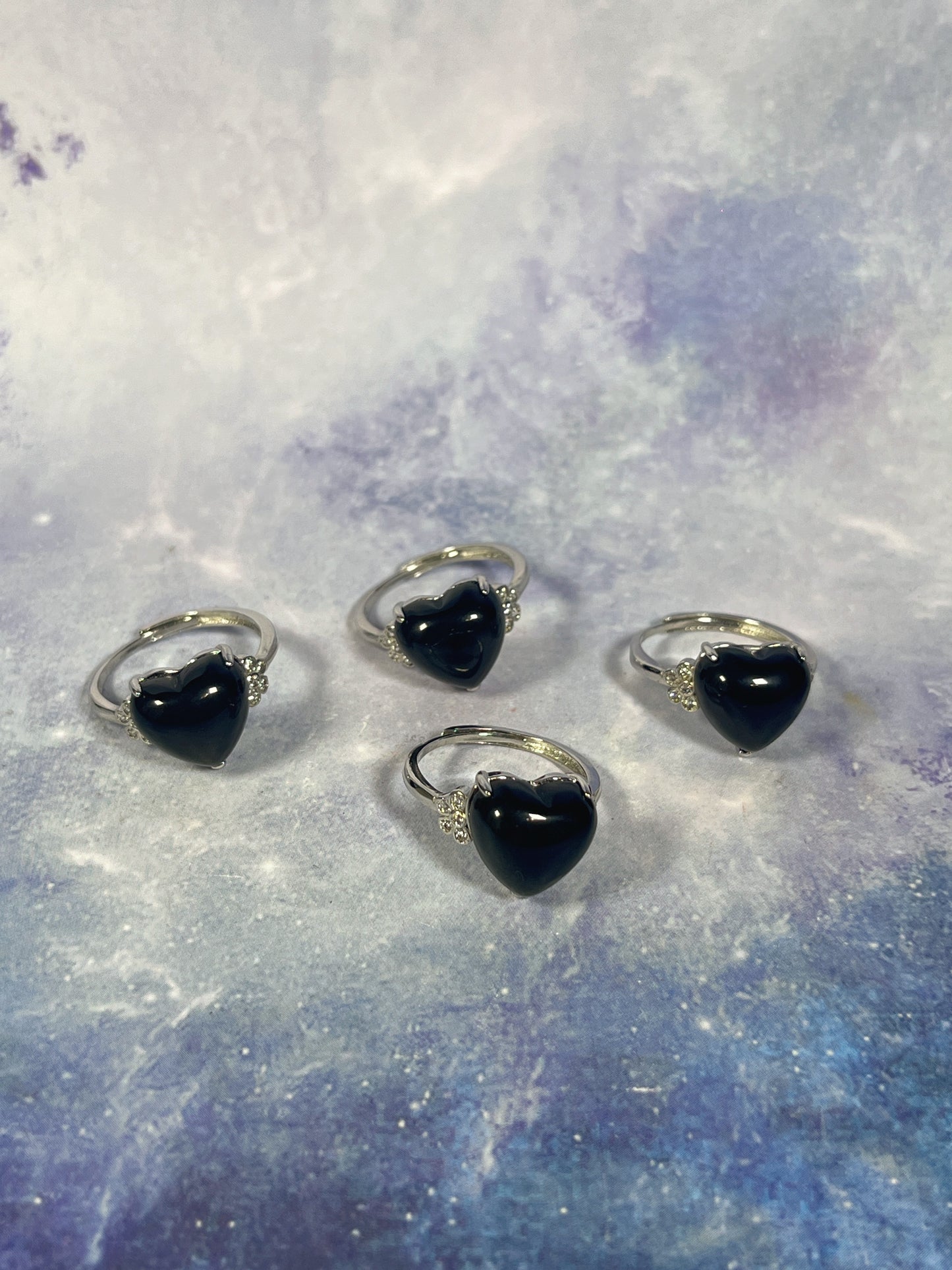 Rainbow Obsidian Heart Ring