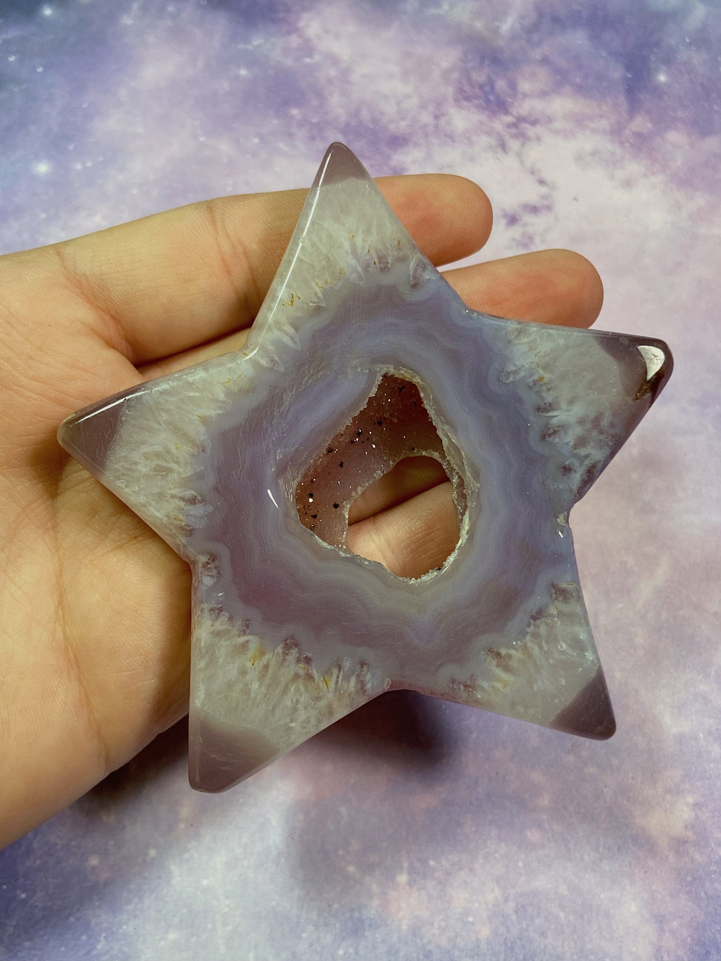 Dyed Pink Agate Druzy Star