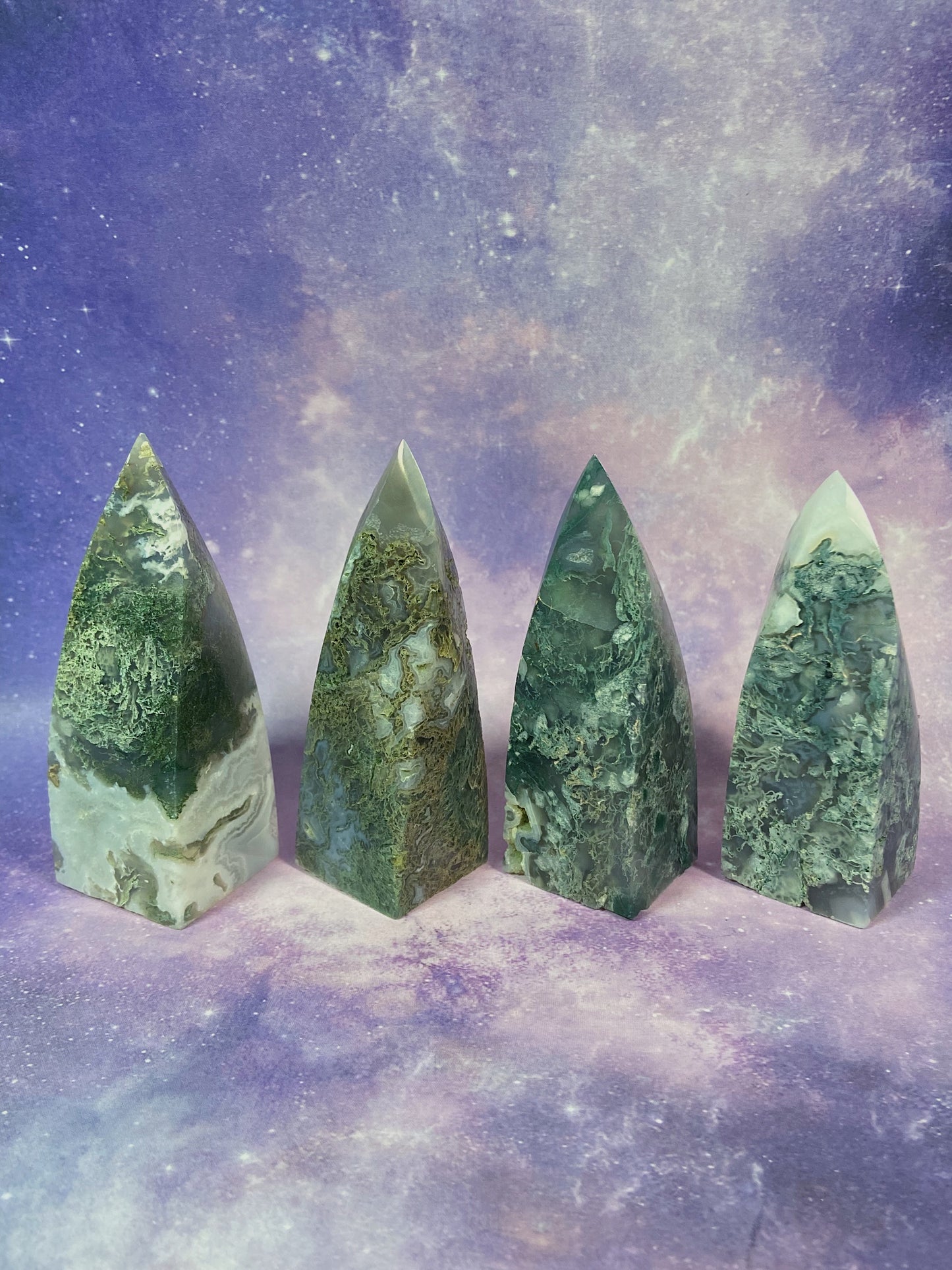 Moss Agate Flame Tower