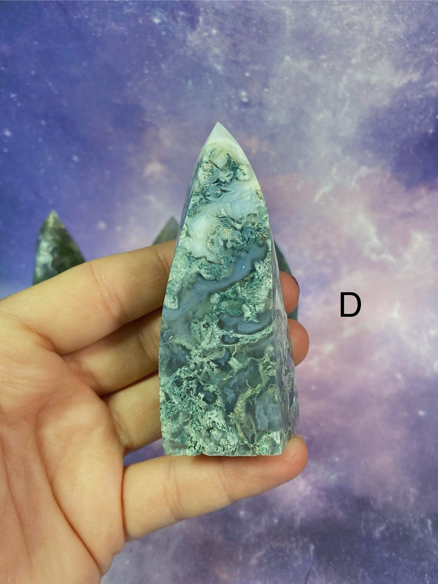 Moss Agate Flame Tower