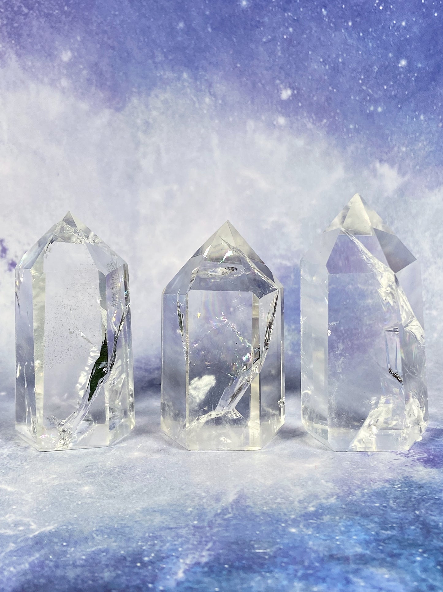 Clear Quartz Tower with Rainbow