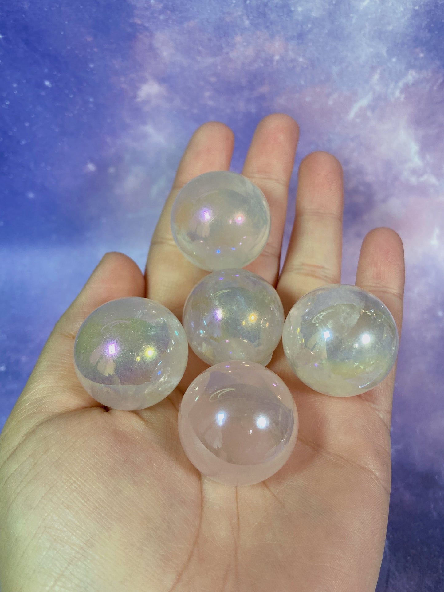 Aura Rose Quartz Mini Spheres W/ Stand