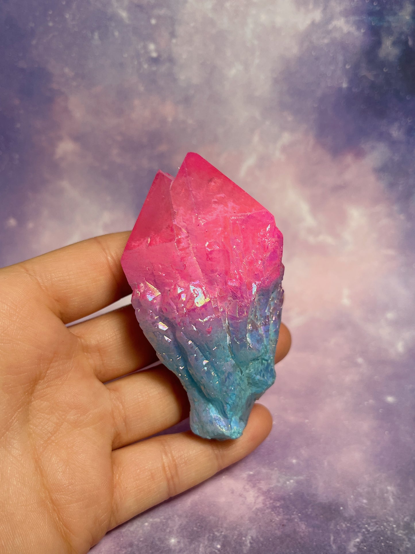 Pink& Blue Aura Candle Quartz