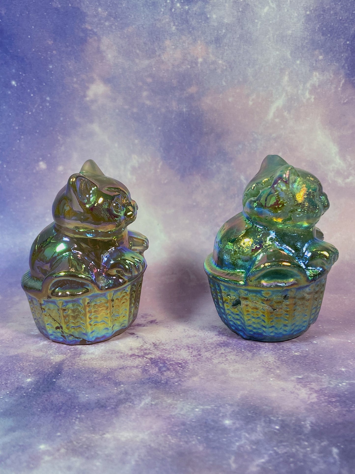 Aura Fluorite Kitty in Basket