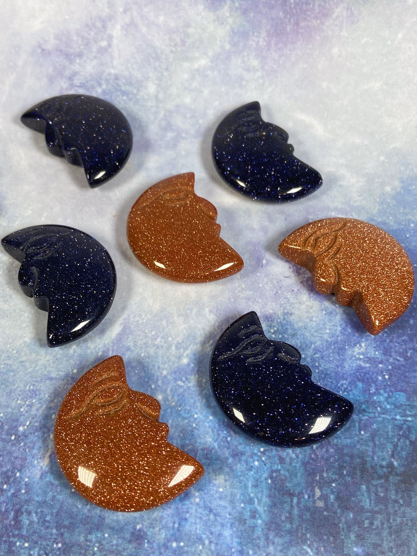 Mini Goldstone Moon Carvngs