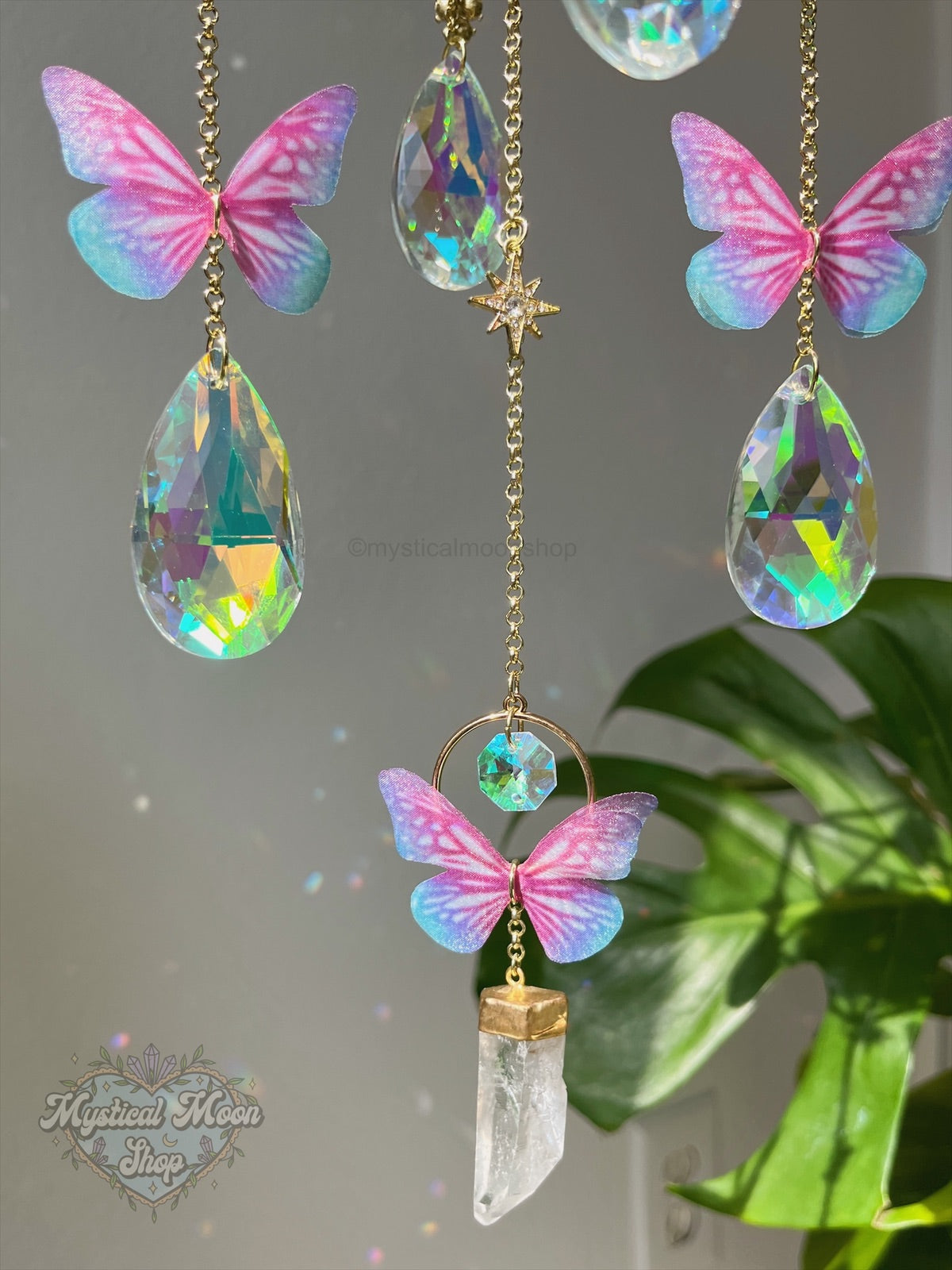 Amethyst Quartz Butterfly Suncatcher