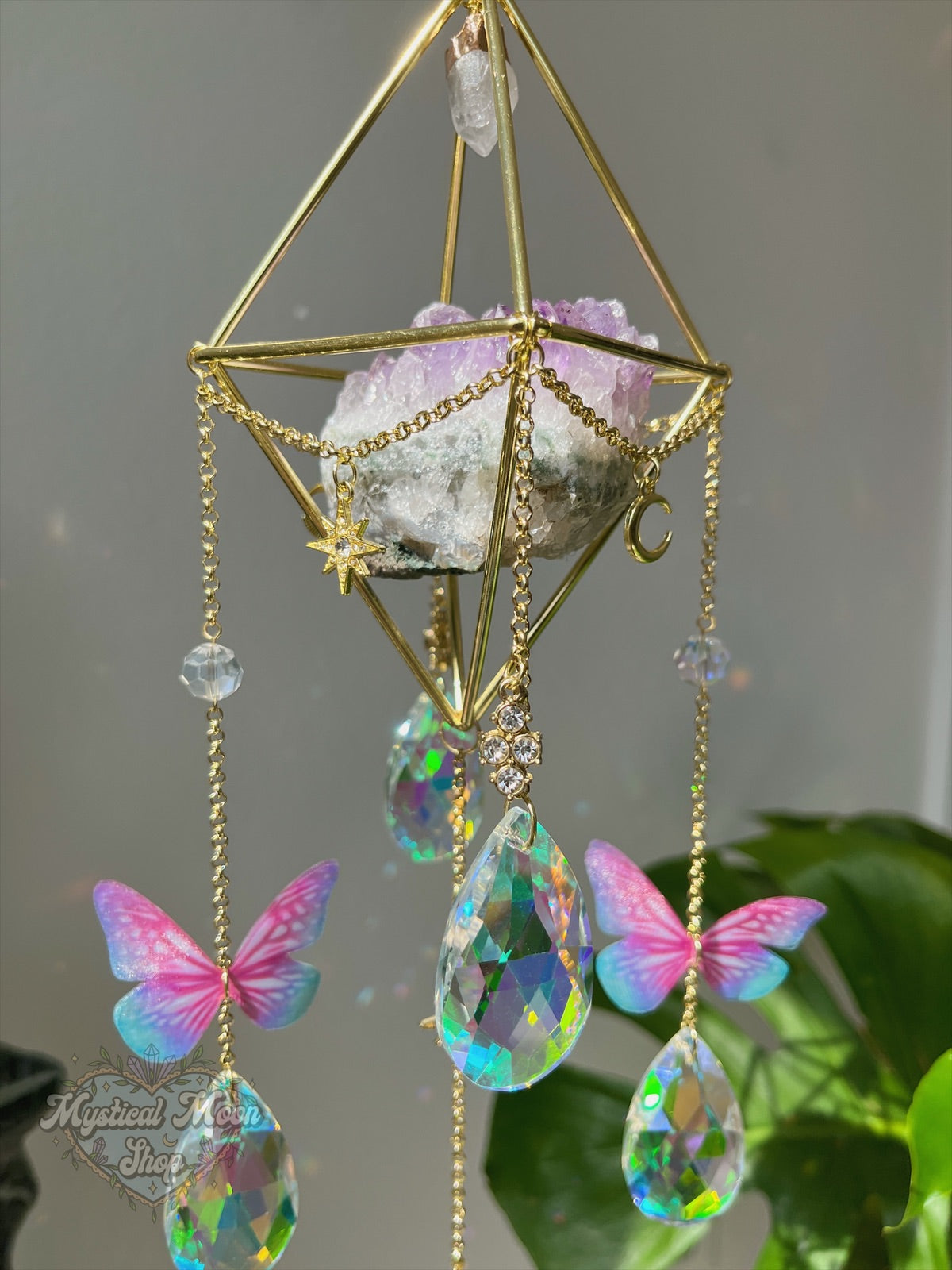 Amethyst Quartz Butterfly Suncatcher