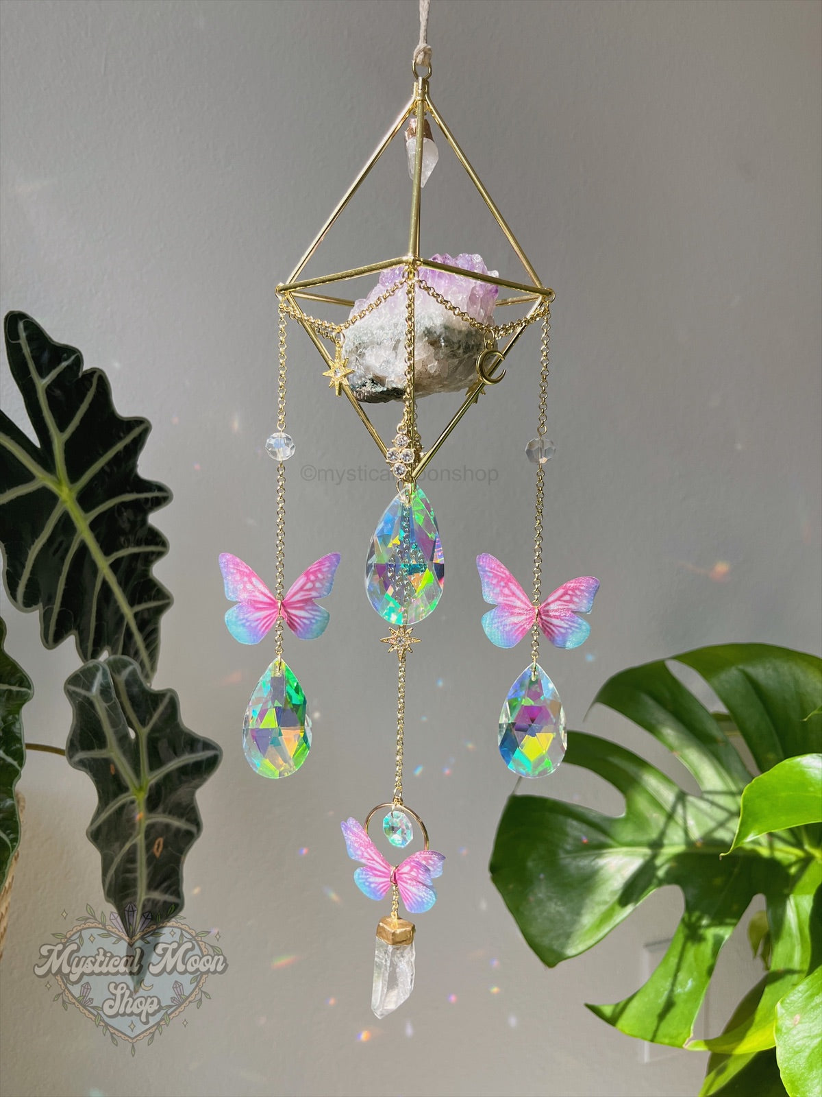 Amethyst Quartz Butterfly Suncatcher