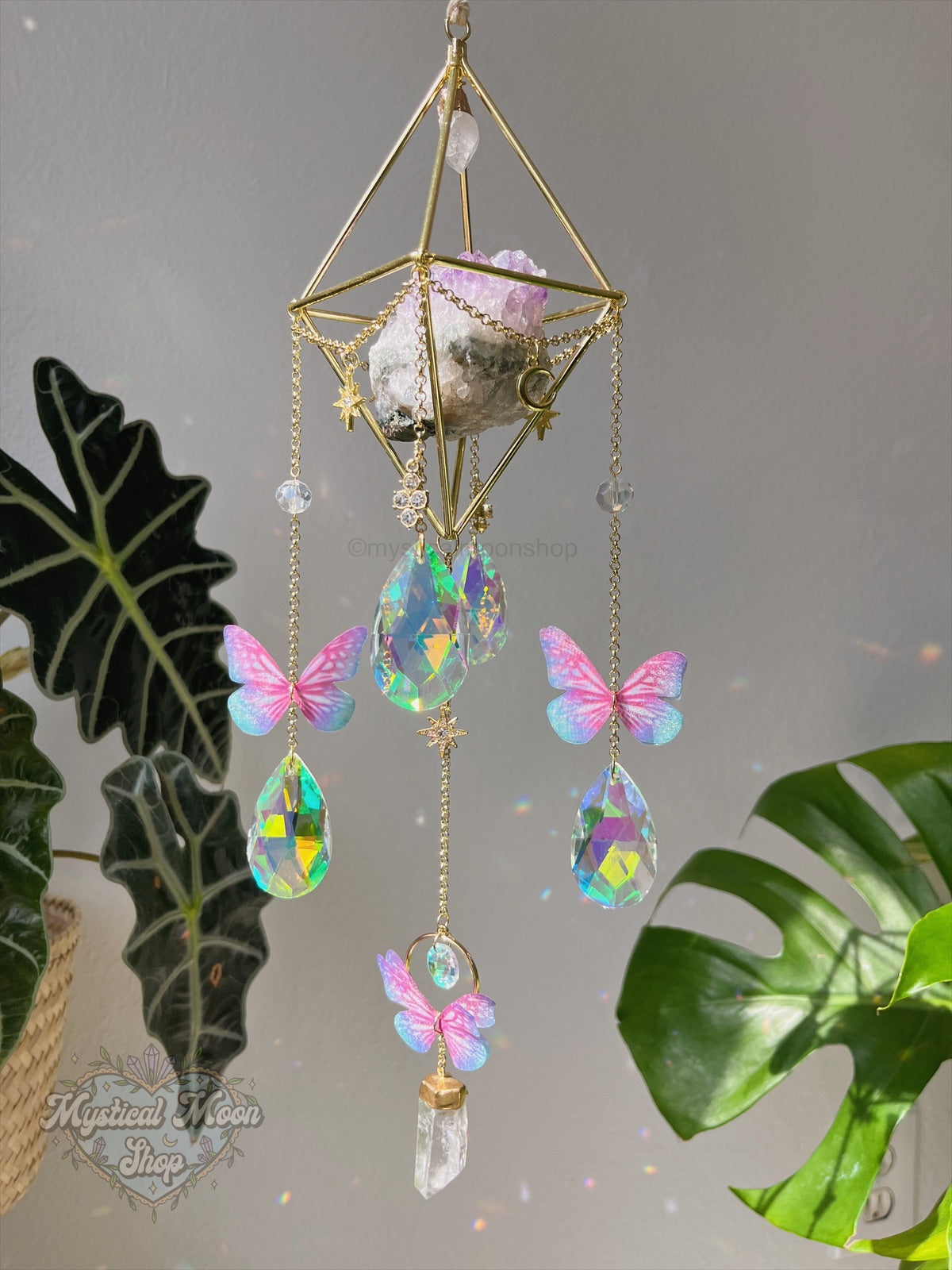 Amethyst Quartz Butterfly Suncatcher