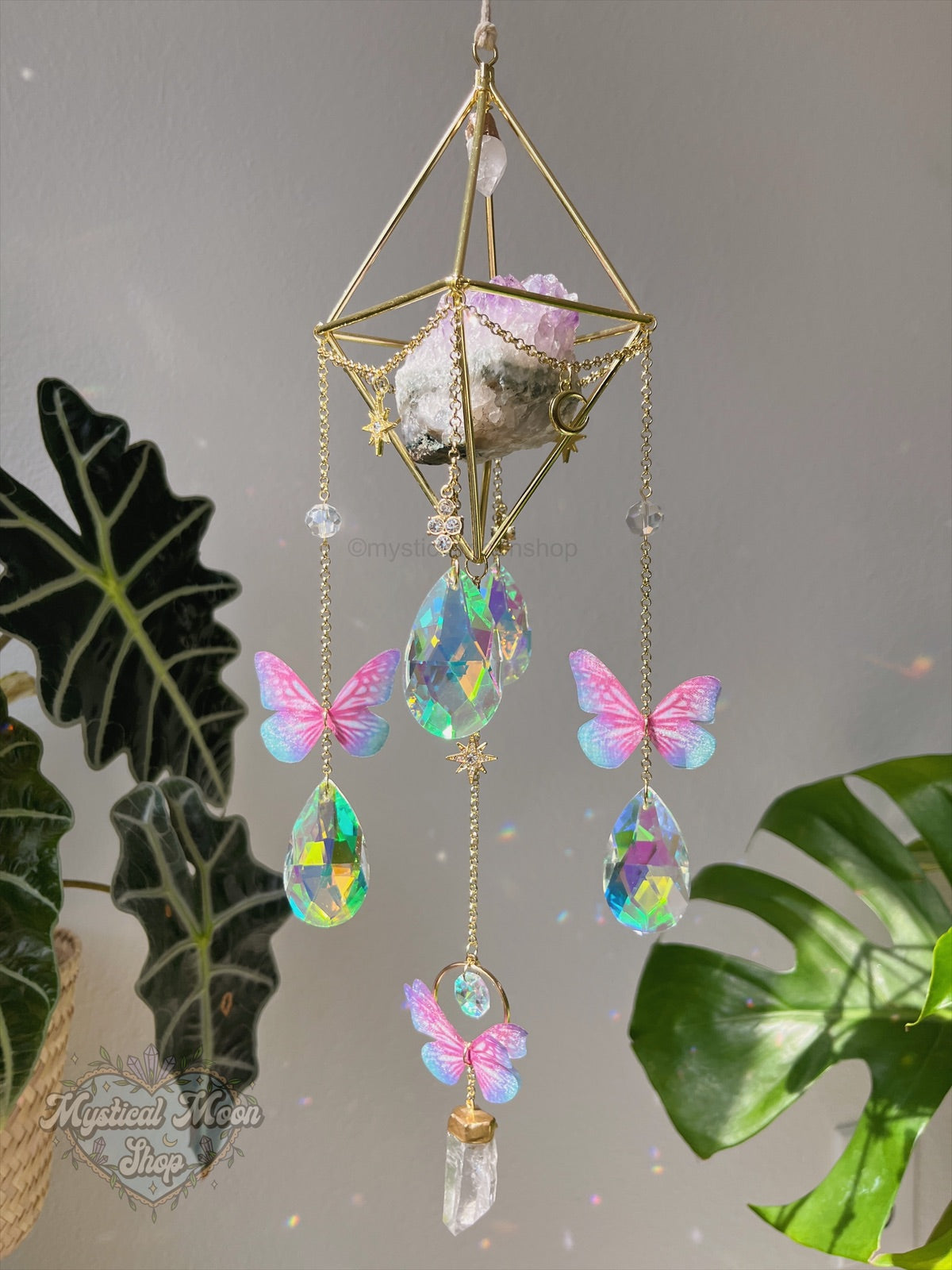 Amethyst Quartz Butterfly Suncatcher