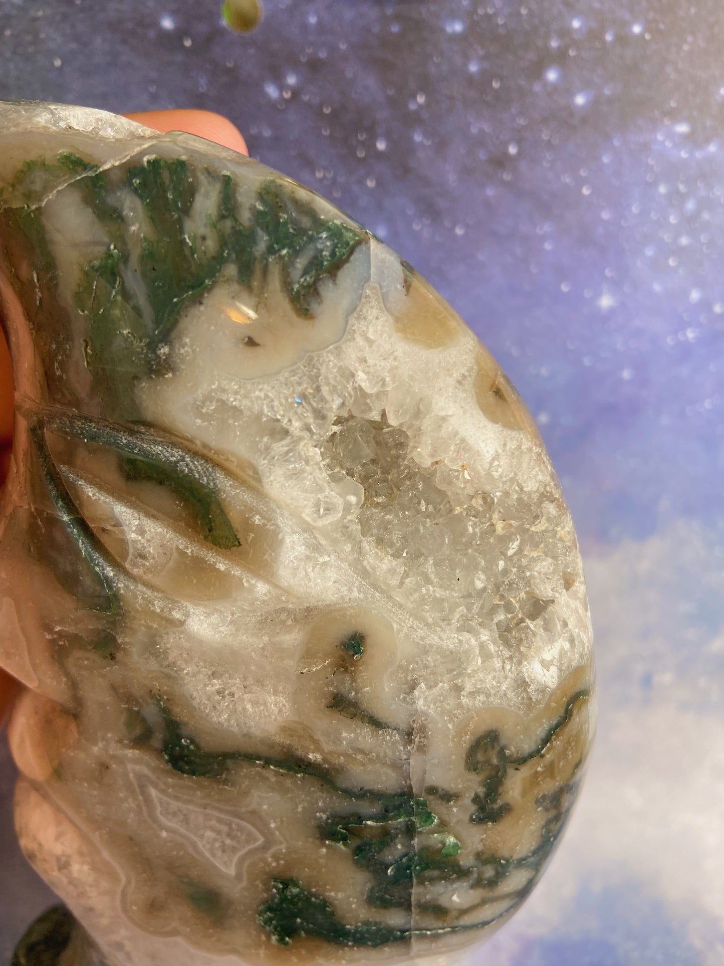 Moss Agate Moon Face