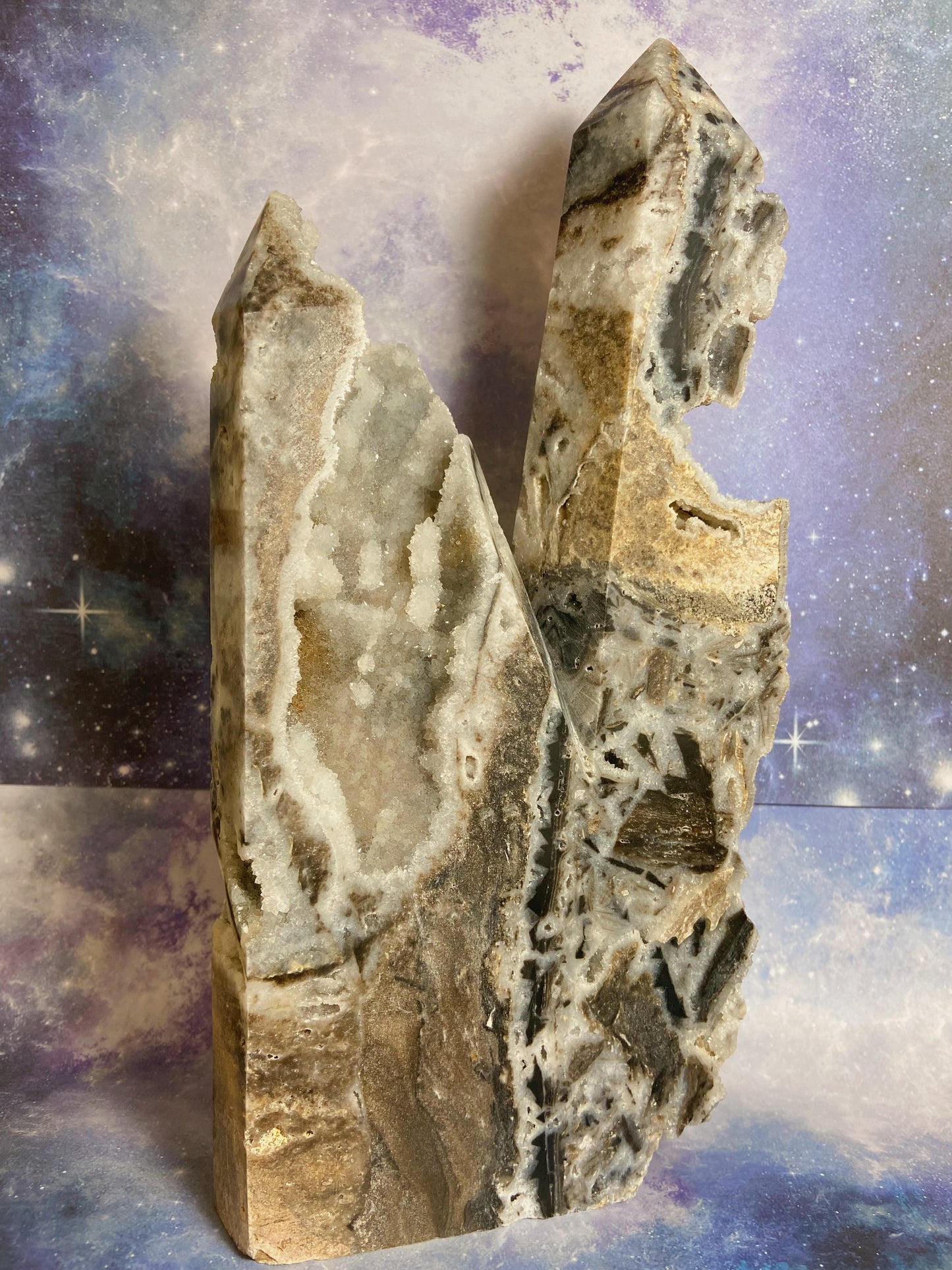 Huge Druzy Sphalerite Double Tower