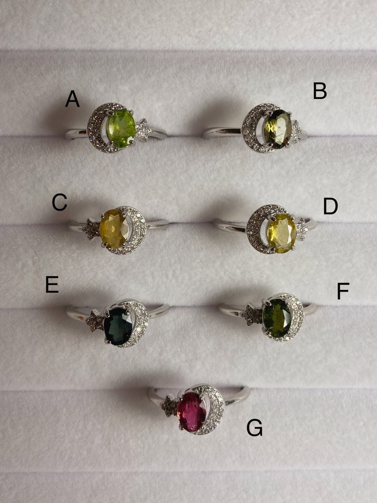 Tourmaline Moon Rings