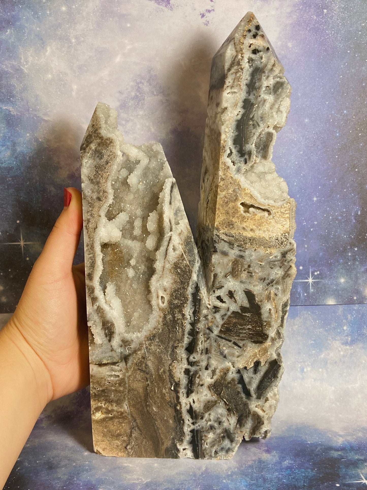 Huge Druzy Sphalerite Double Tower