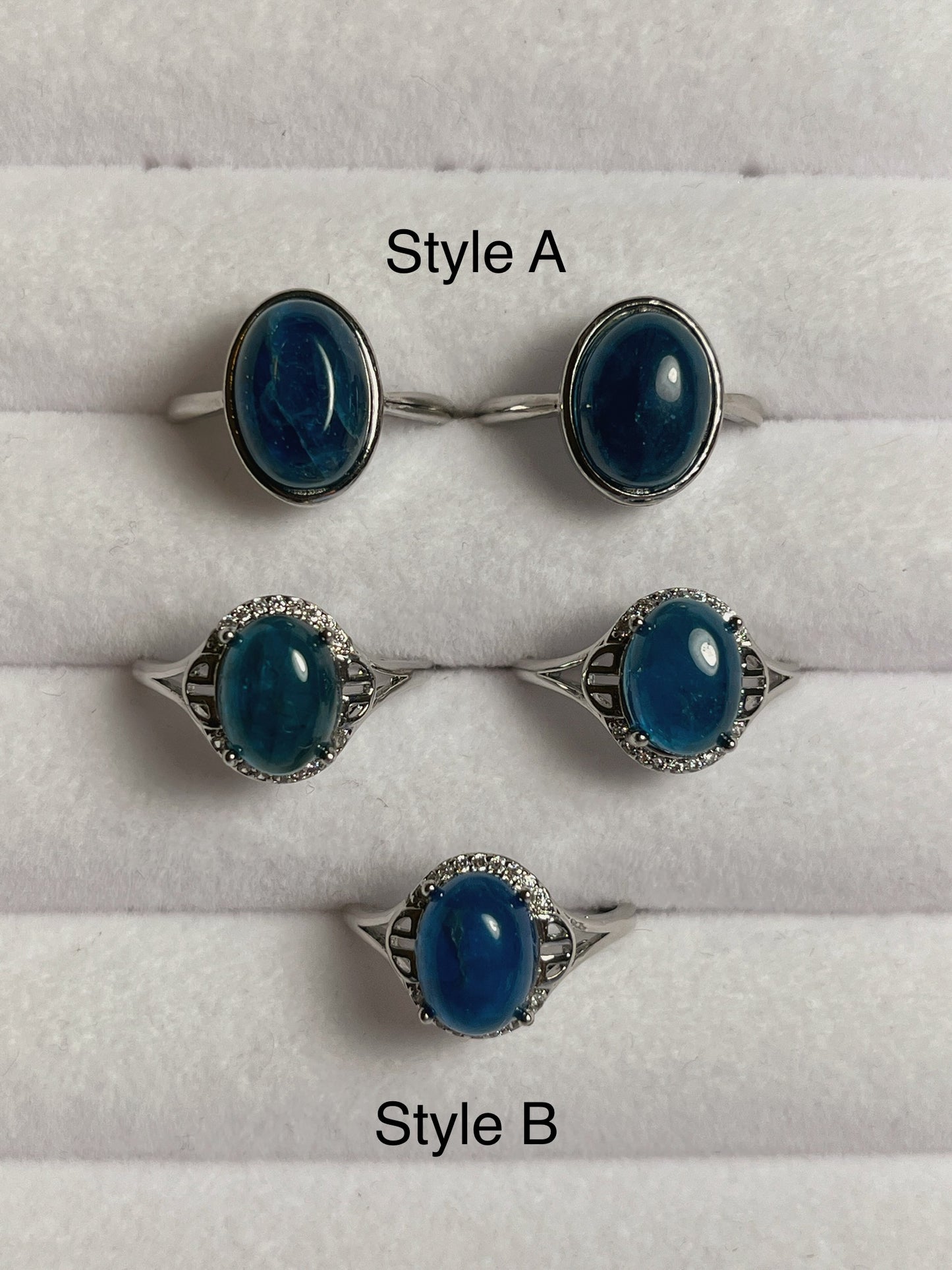 Blue Apatite Rings